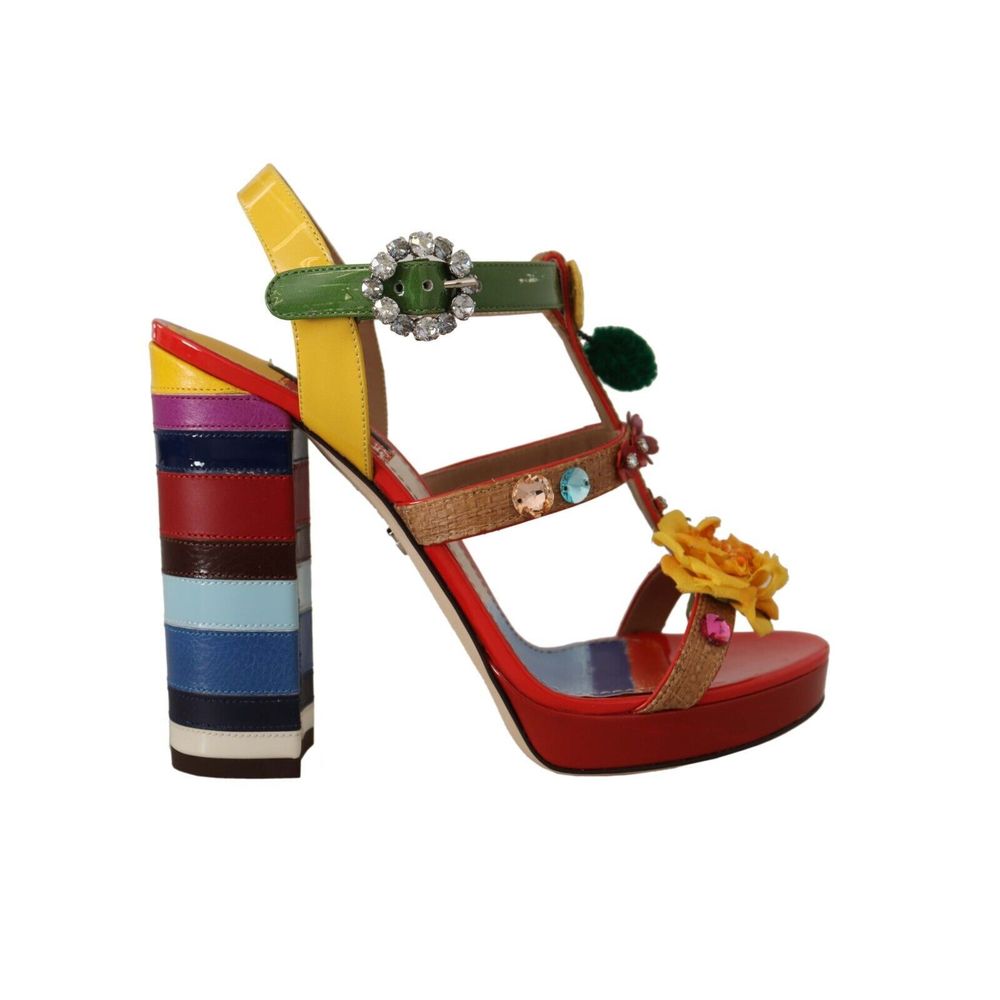 Dolce & Gabbana Multicolor Cotton Platform Sandals