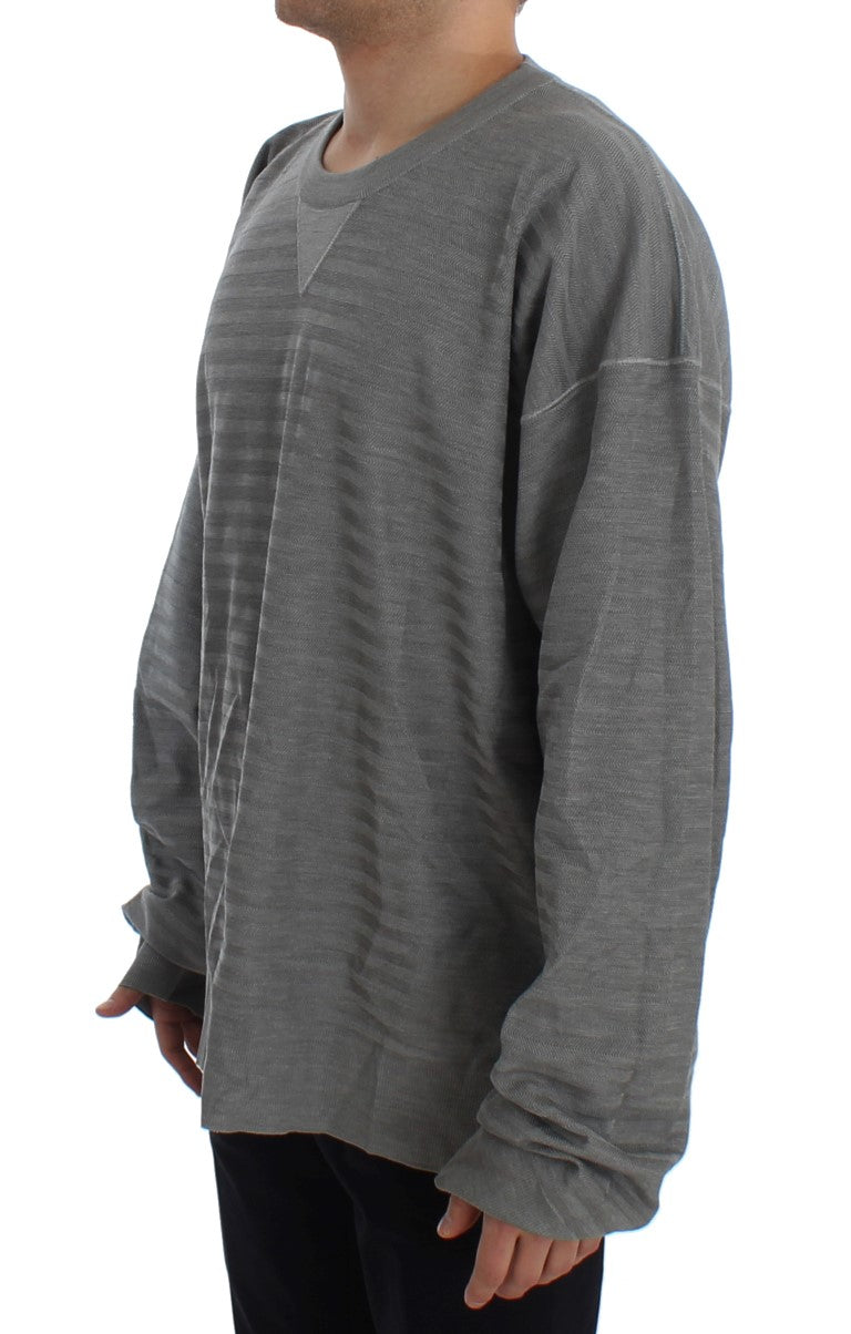Dolce & Gabbana Gray Crewneck Pullover Silk Sweater Dolce & Gabbana