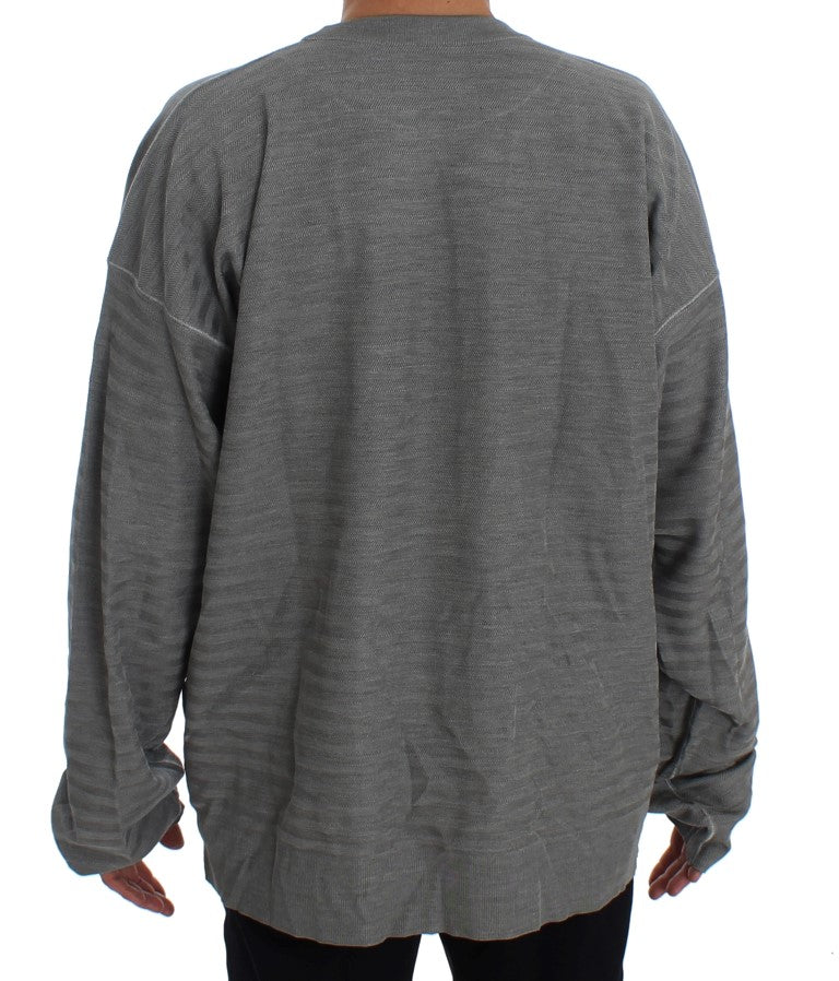 Dolce & Gabbana Gray Crewneck Pullover Silk Sweater Dolce & Gabbana