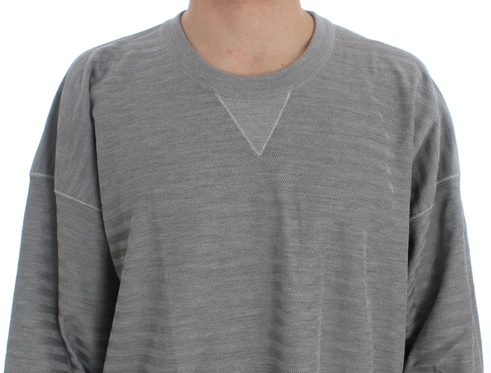 Dolce & Gabbana Gray Crewneck Pullover Silk Sweater Dolce & Gabbana