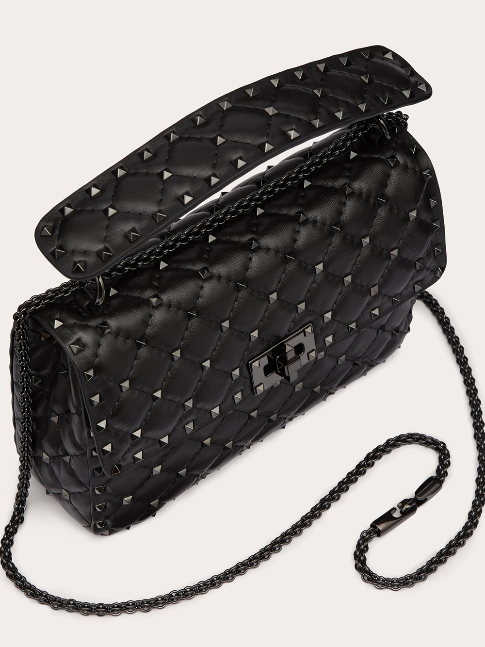 Valentino Garavani Black Nappa Leather Medium Rockstudt Spike Bag Valentino Garavani