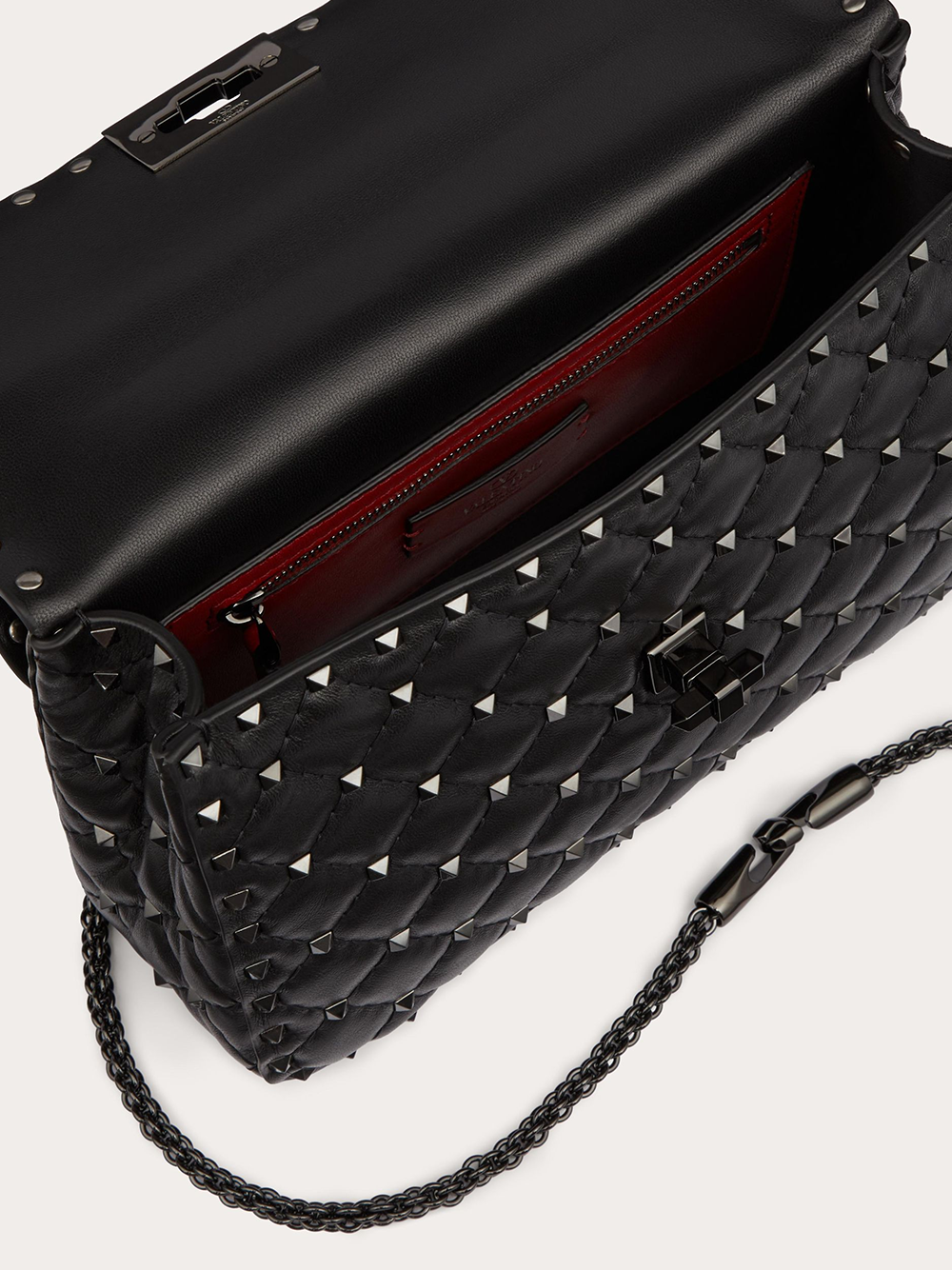 Valentino Garavani Black Nappa Leather Medium Rockstudt Spike Bag Valentino Garavani