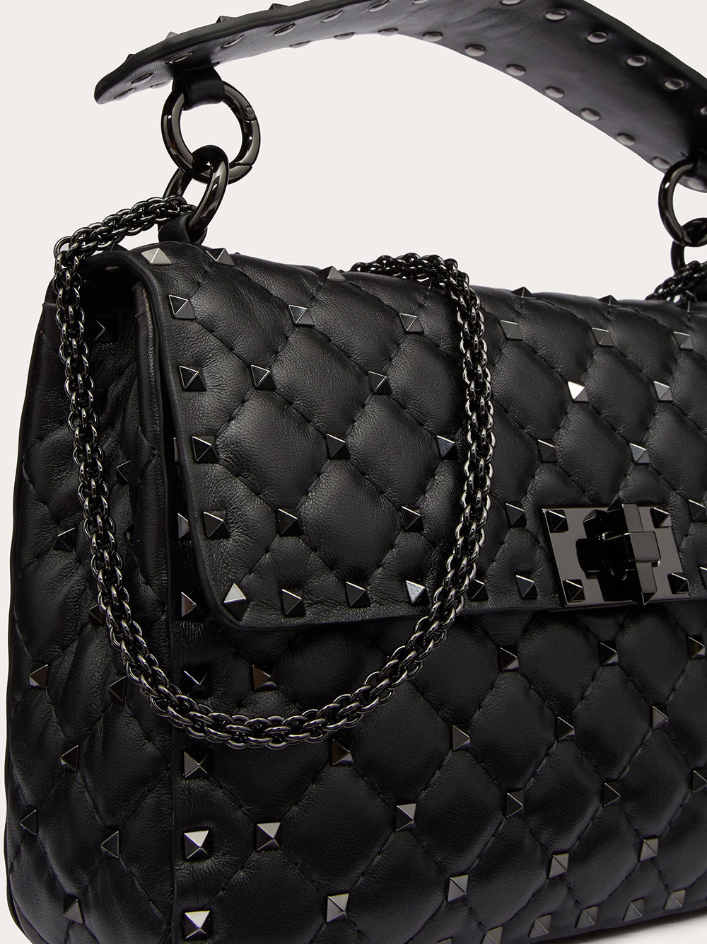 Valentino Garavani Black Nappa Leather Medium Rockstudt Spike Bag Valentino Garavani