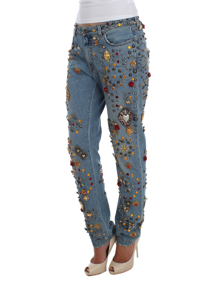 Dolce & Gabbana Crystal Roses Heart Embellished Jeans Dolce & Gabbana