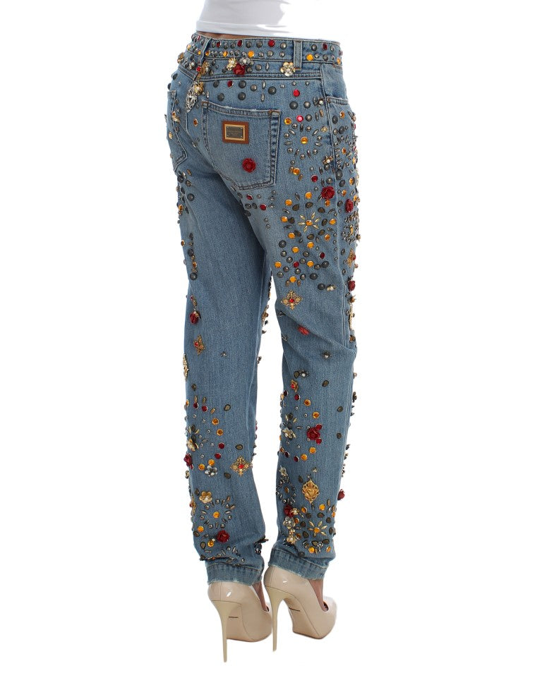 Dolce & Gabbana Crystal Roses Heart Embellished Jeans Dolce & Gabbana