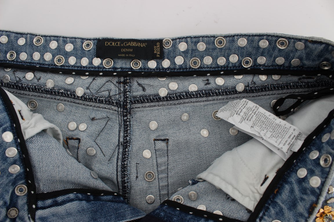 Dolce & Gabbana Crystal Roses Heart Embellished Jeans Dolce & Gabbana