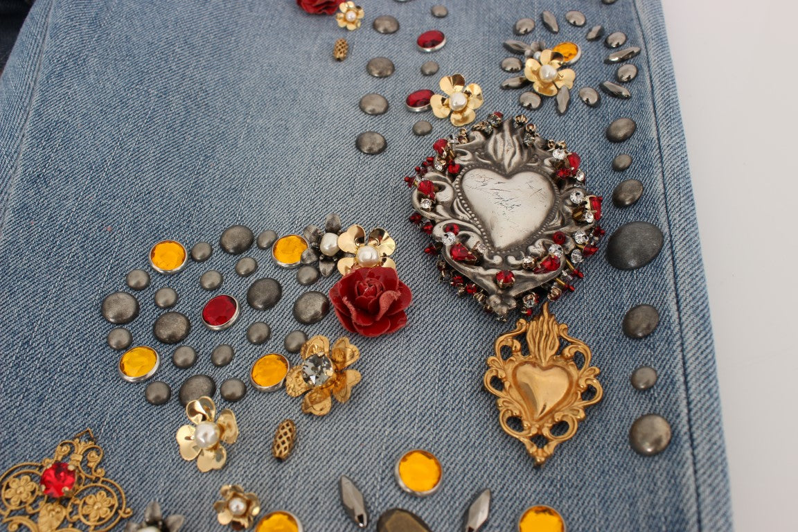 Dolce & Gabbana Crystal Roses Heart Embellished Jeans Dolce & Gabbana