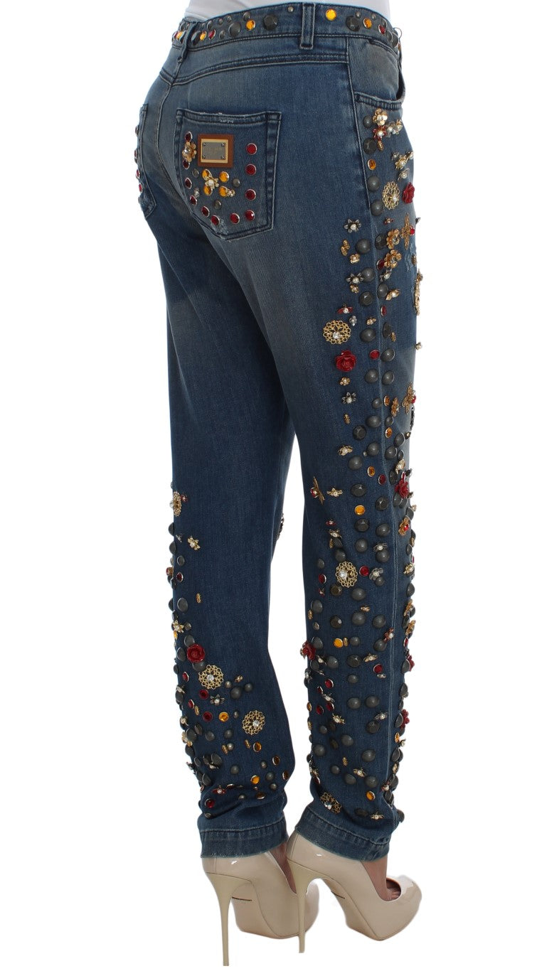 Dolce & Gabbana Crystal Roses Heart Embellished Jeans Dolce & Gabbana
