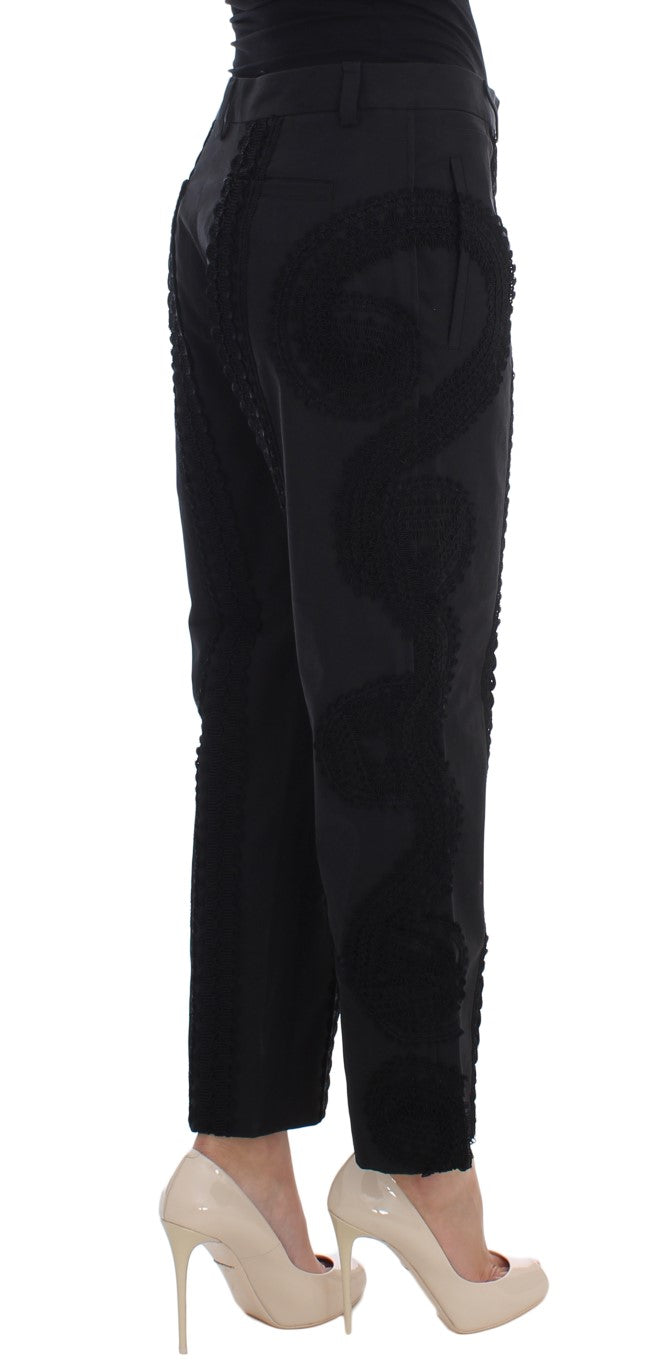Dolce & Gabbana Black Cotton Stretch Torero Capris Pants Dolce & Gabbana