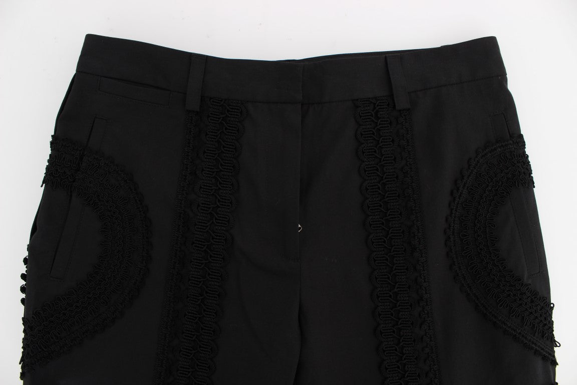 Dolce & Gabbana Black Cotton Stretch Torero Capris Pants Dolce & Gabbana
