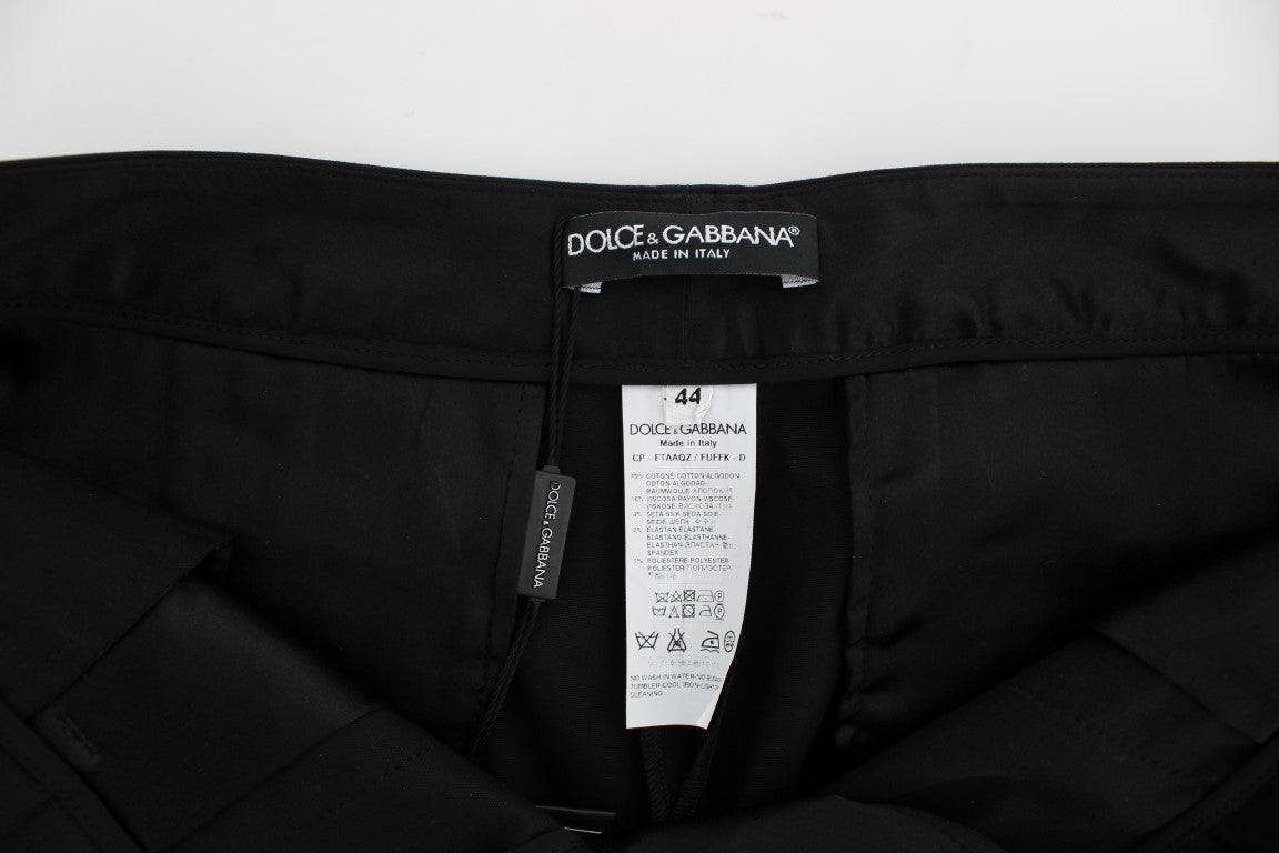 Dolce & Gabbana Black Cotton Stretch Torero Capris Pants Dolce & Gabbana