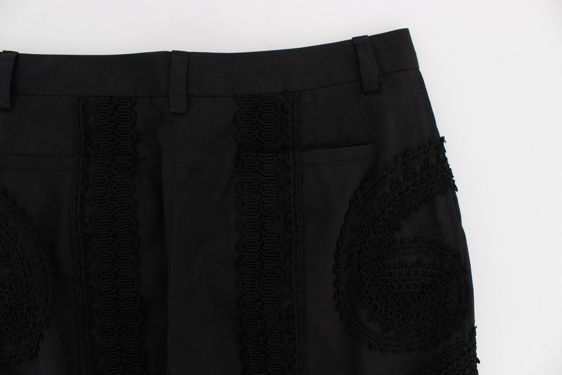 Dolce & Gabbana Black Cotton Stretch Torero Capris Pants Dolce & Gabbana