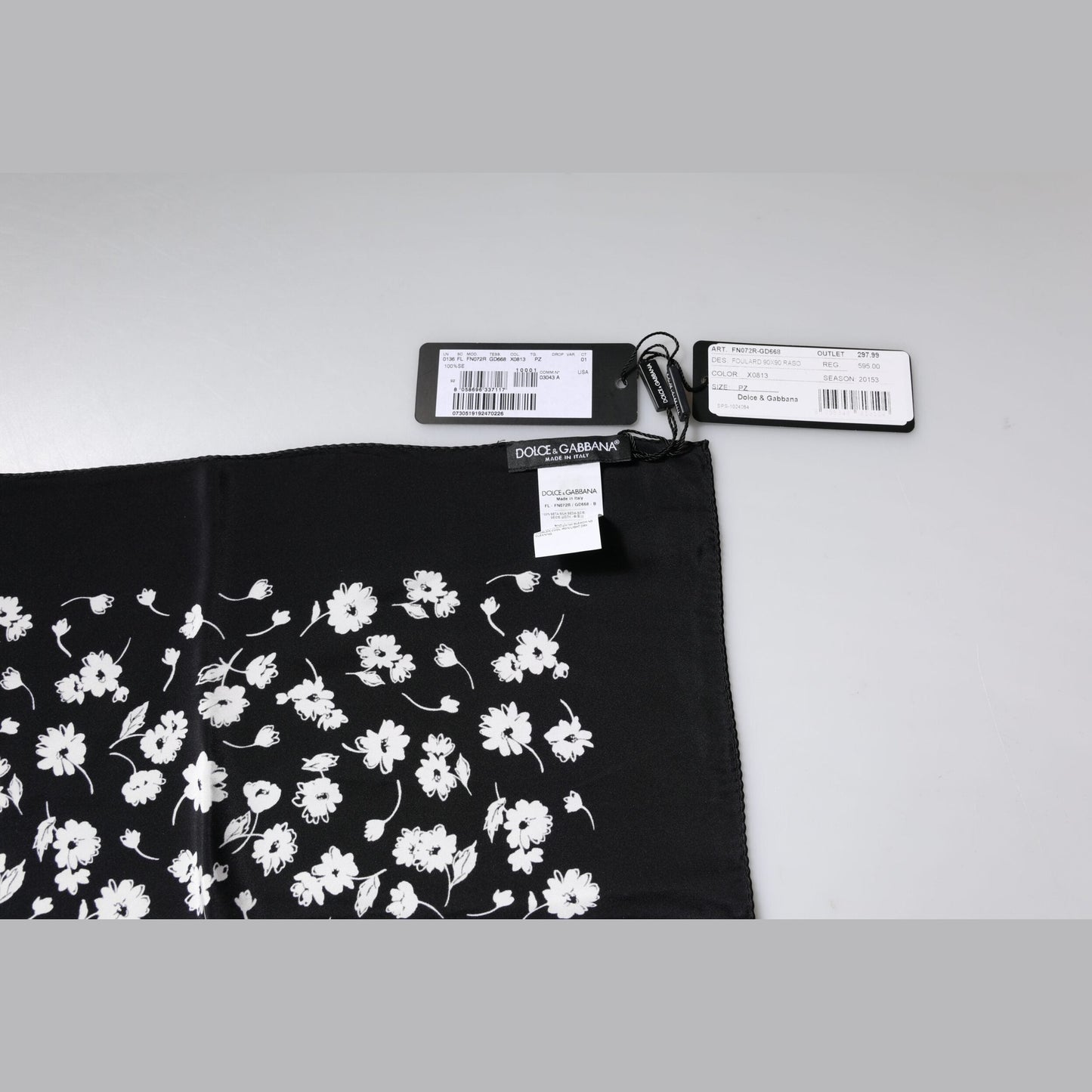 Dolce & Gabbana Black Floral Silk Square Wrap Shawl Scarf