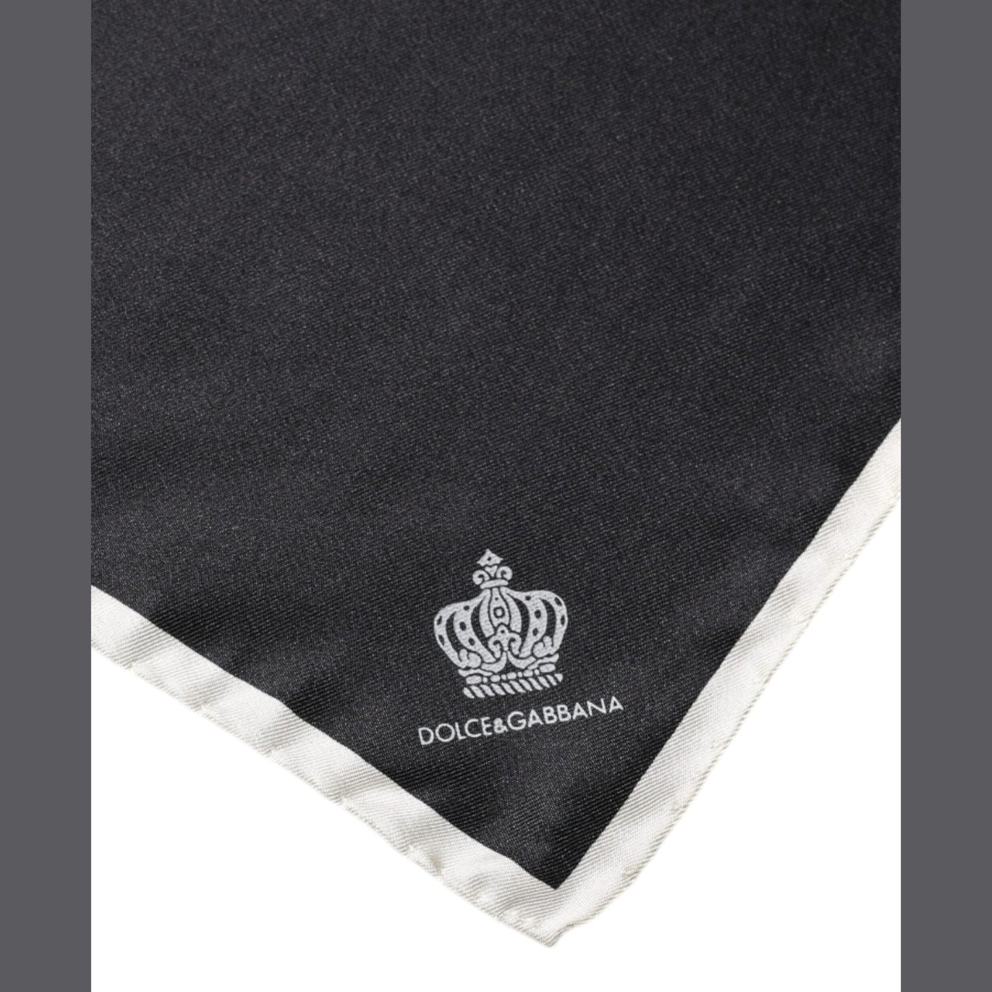 Dolce & Gabbana Black Crown Logo Square Handkerchief Scarf