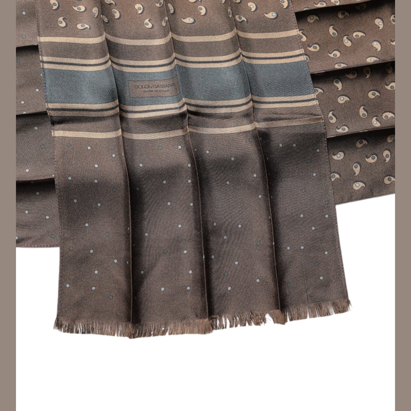 Dolce & Gabbana Brown Fantasy Silk Neck Wrap Shawl Scarf