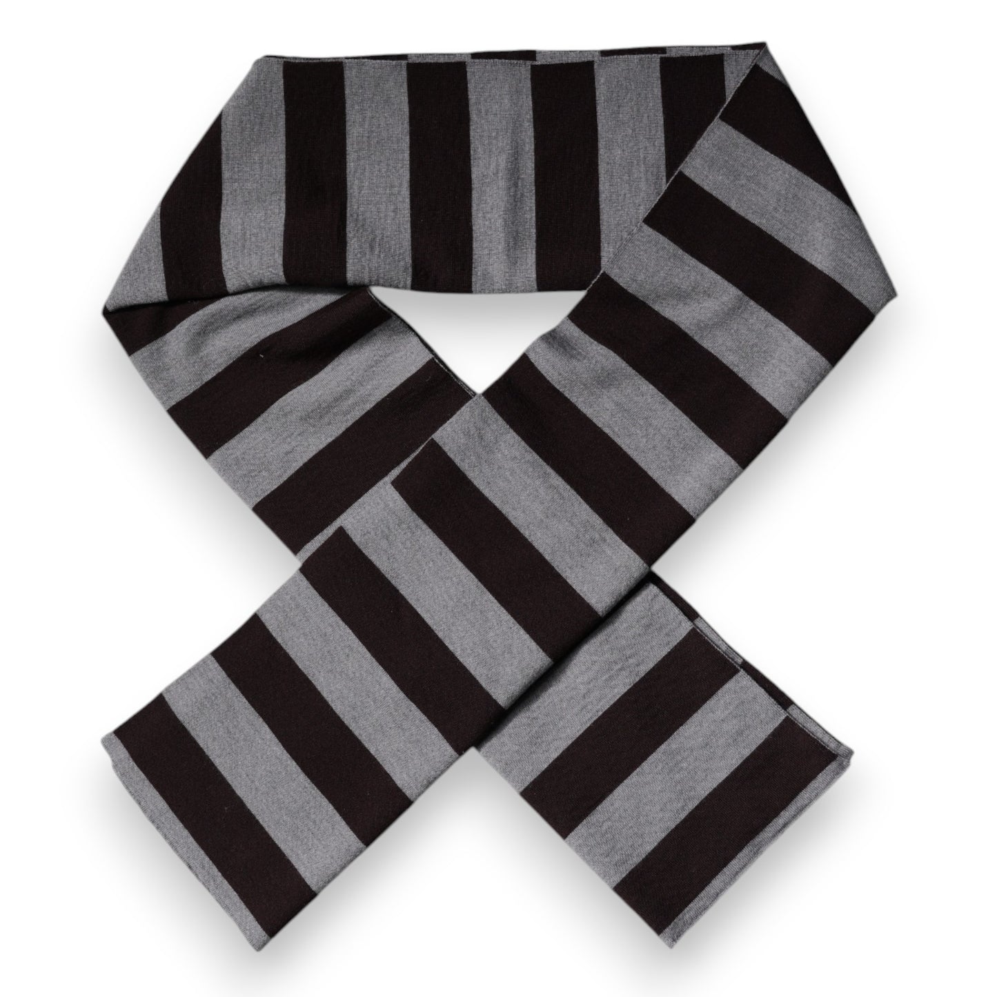 Dolce & Gabbana Black Gray Stripes Wool Neck Wrap Scarf Dolce & Gabbana