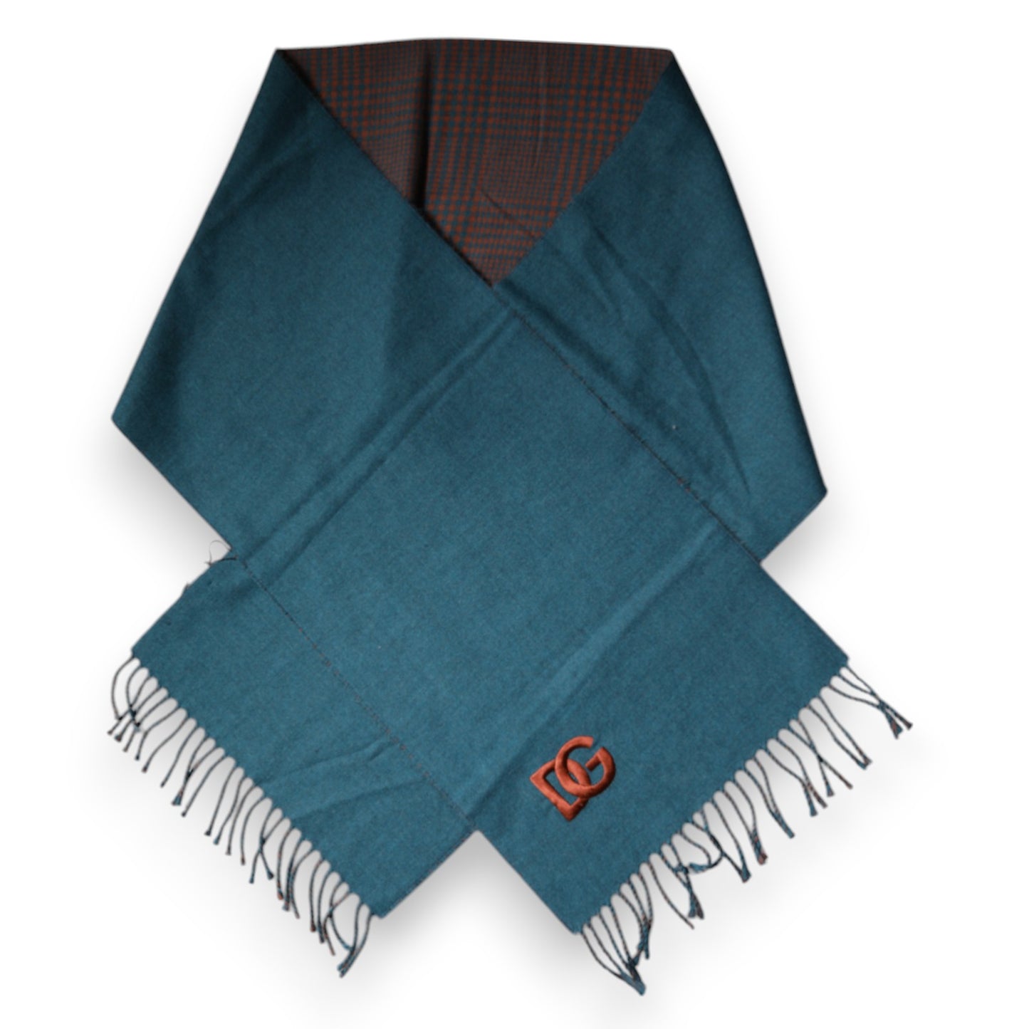 Dolce & Gabbana Blue Green Wool Fringes Wrap Shawl Scarf Dolce & Gabbana