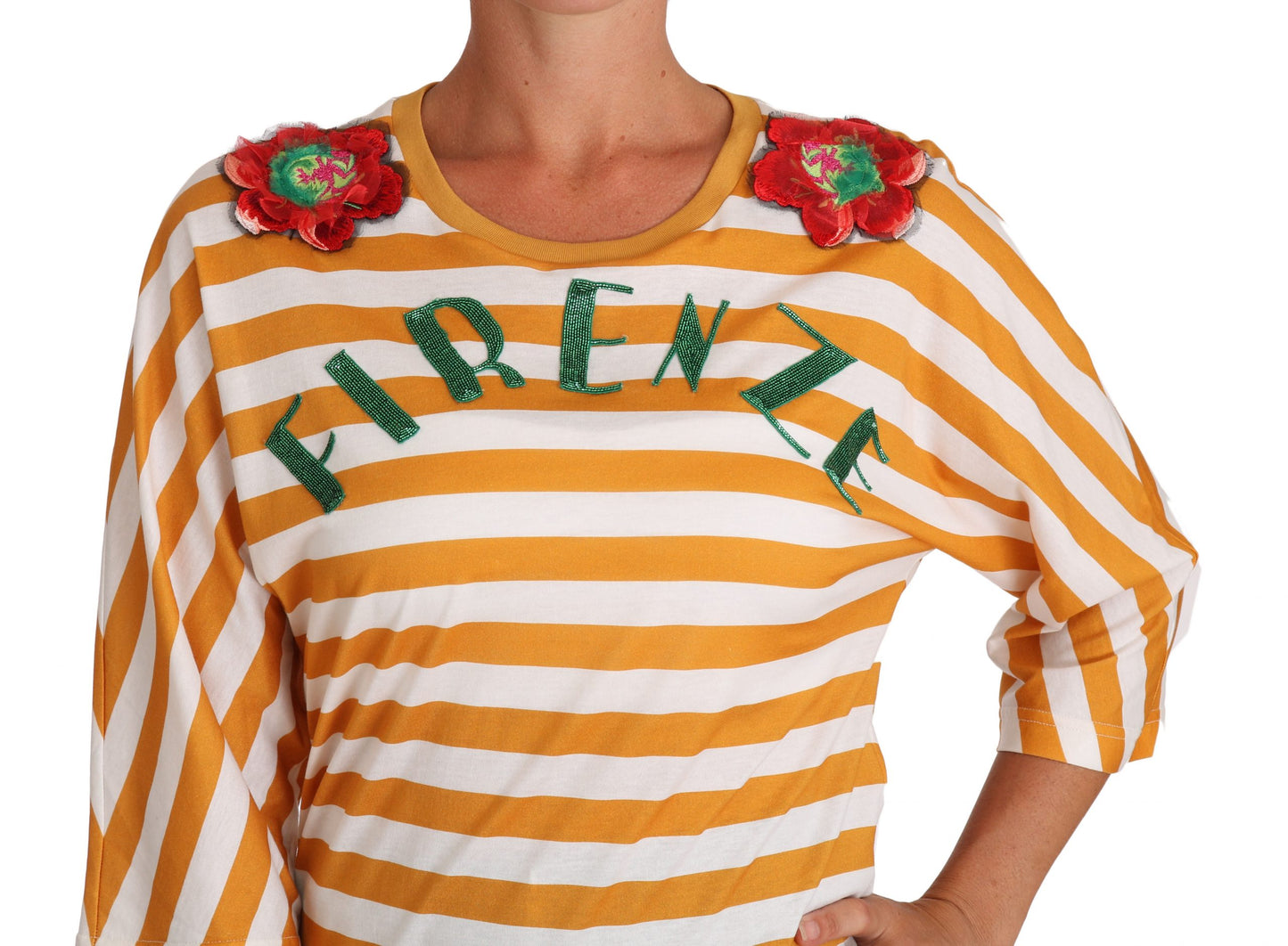Dolce & Gabbana White Orange FIRENZE Top T-shirt Dolce & Gabbana