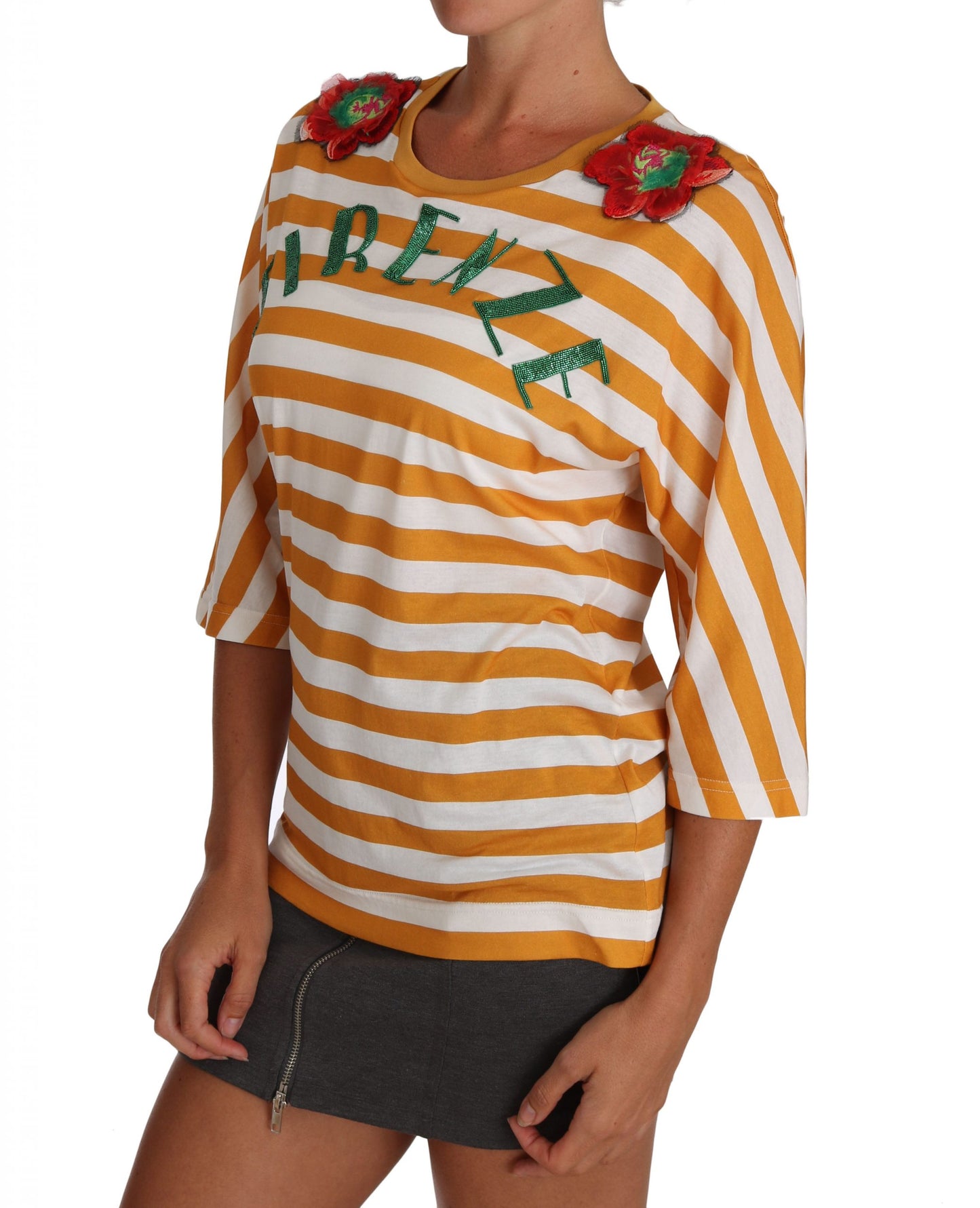 Dolce & Gabbana White Orange FIRENZE Top T-shirt Dolce & Gabbana