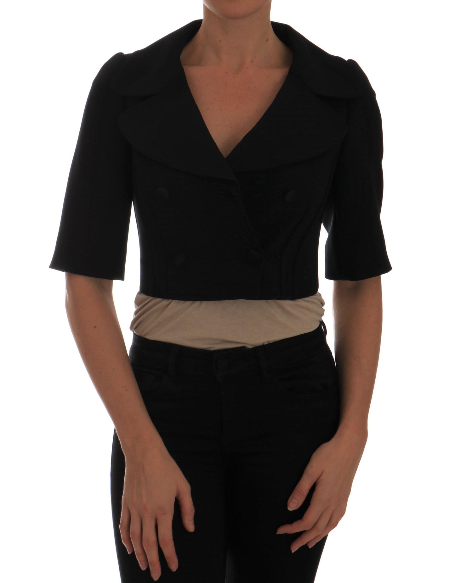 Dolce & Gabbana Black Short Croped Jacket Blazer Dolce & Gabbana