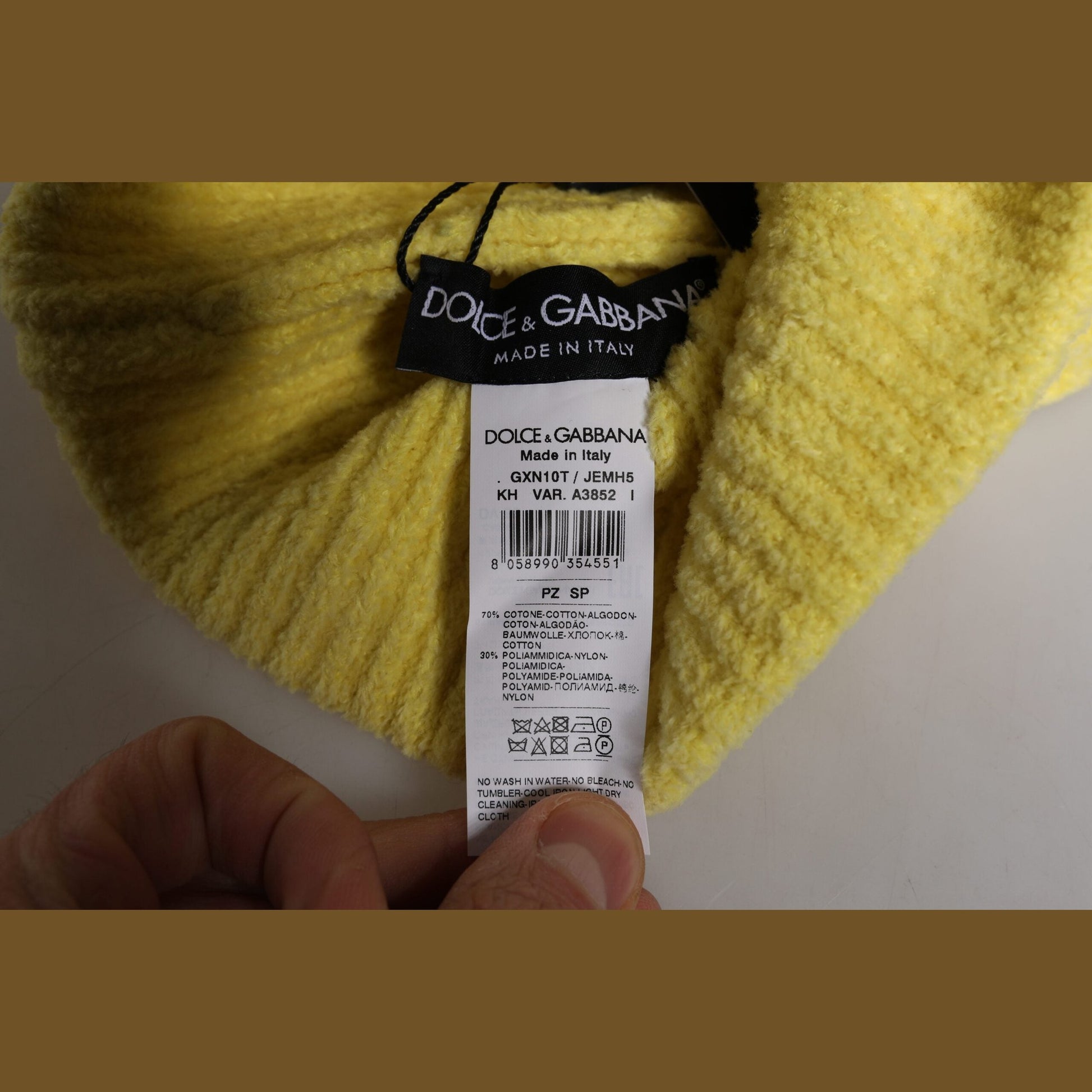 Dolce & Gabbana Yellow Cotton Knitted Winter Beanie Hat Dolce & Gabbana