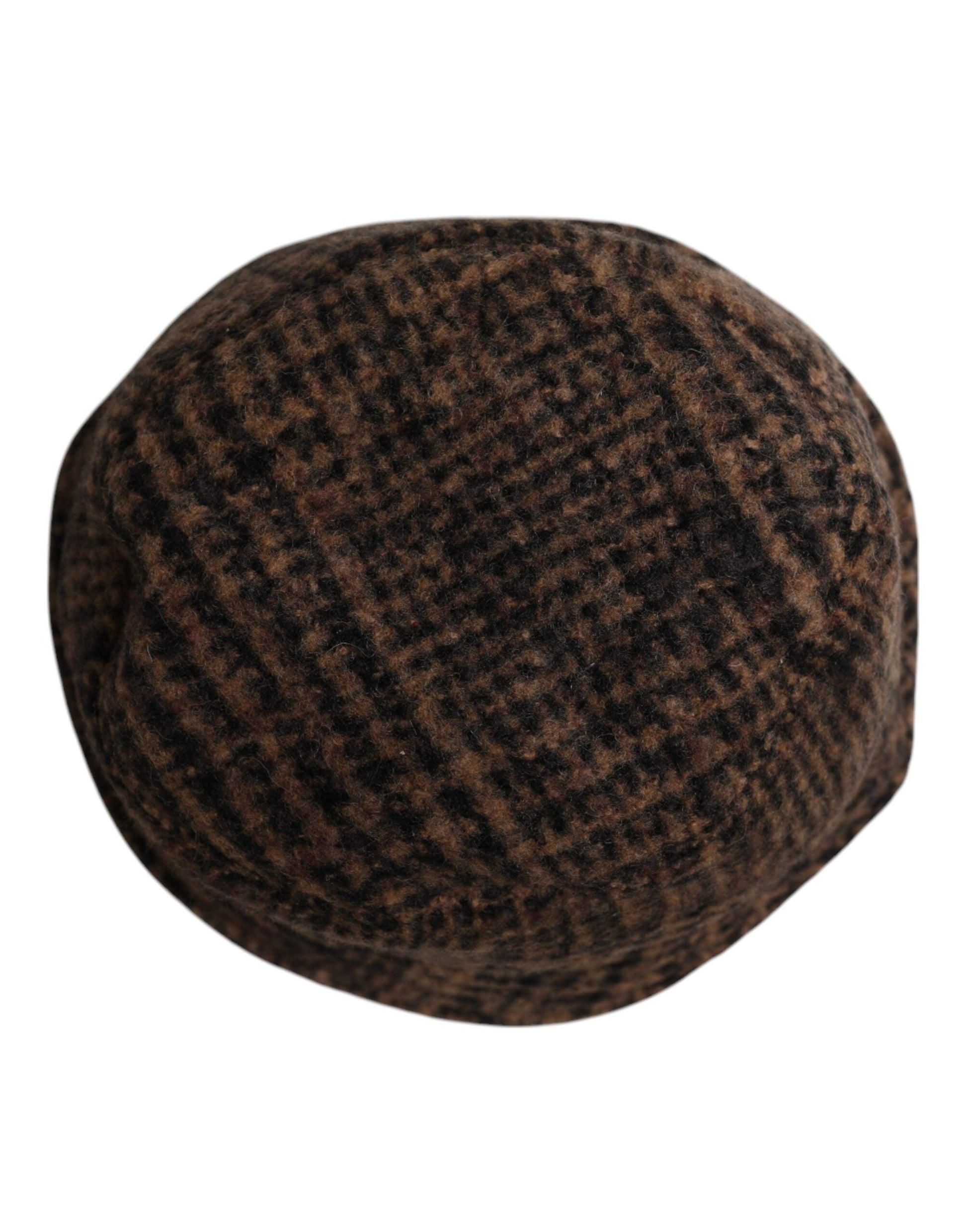 Dolce & Gabbana Brown Houndstooth Wool Woven Bucket Hat Dolce & Gabbana