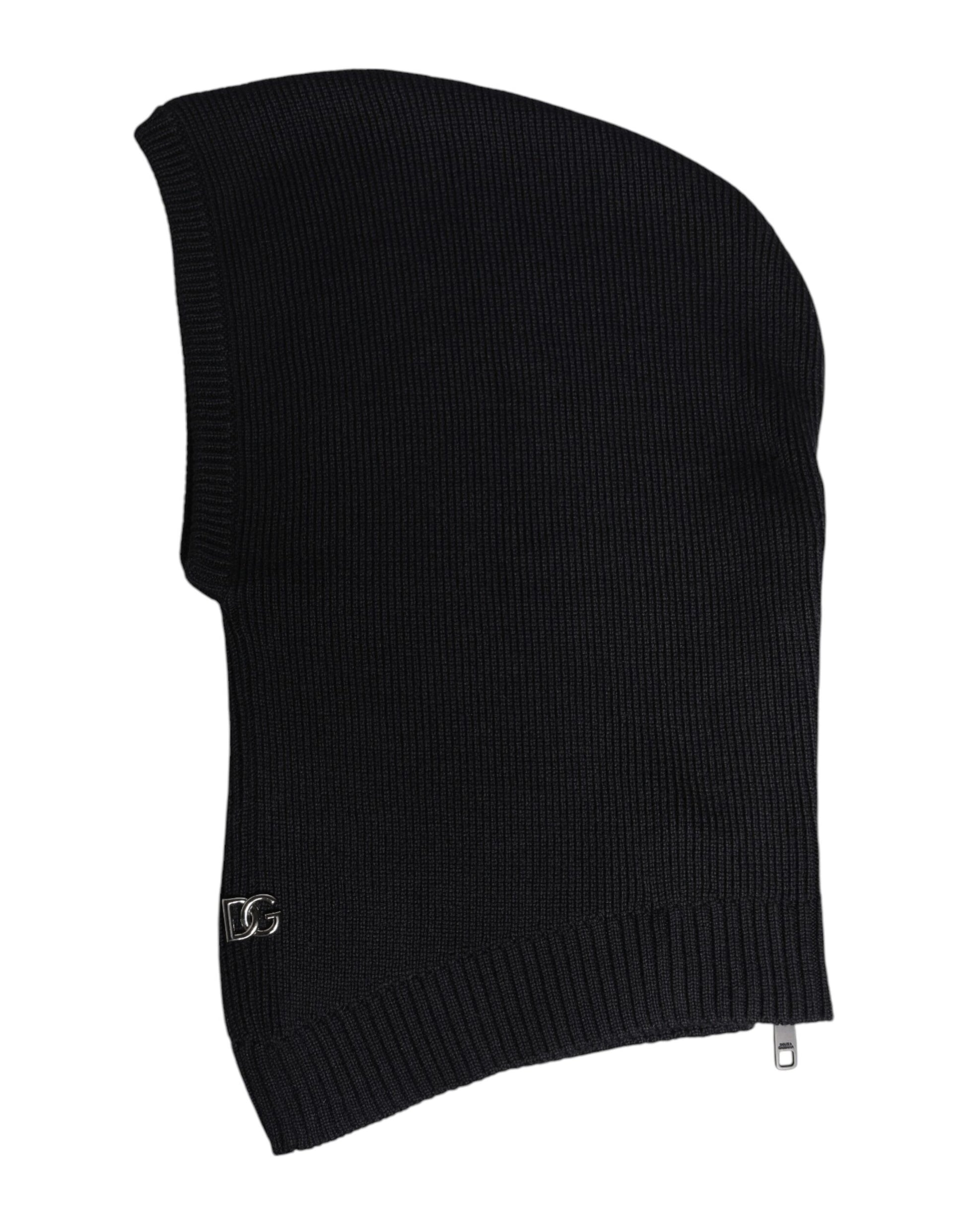 Dolce & Gabbana Black Wool Whole Head Wrap Balaclava Hat Dolce & Gabbana