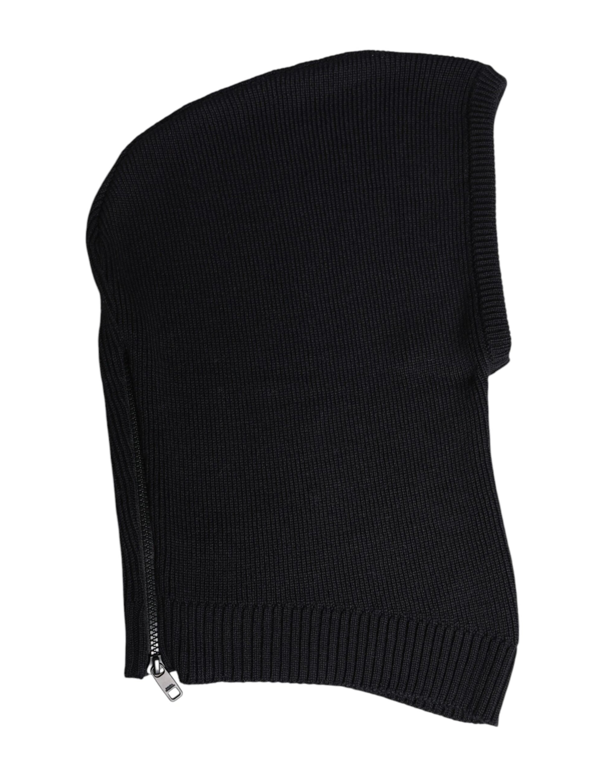 Dolce & Gabbana Black Wool Whole Head Wrap Balaclava Hat Dolce & Gabbana