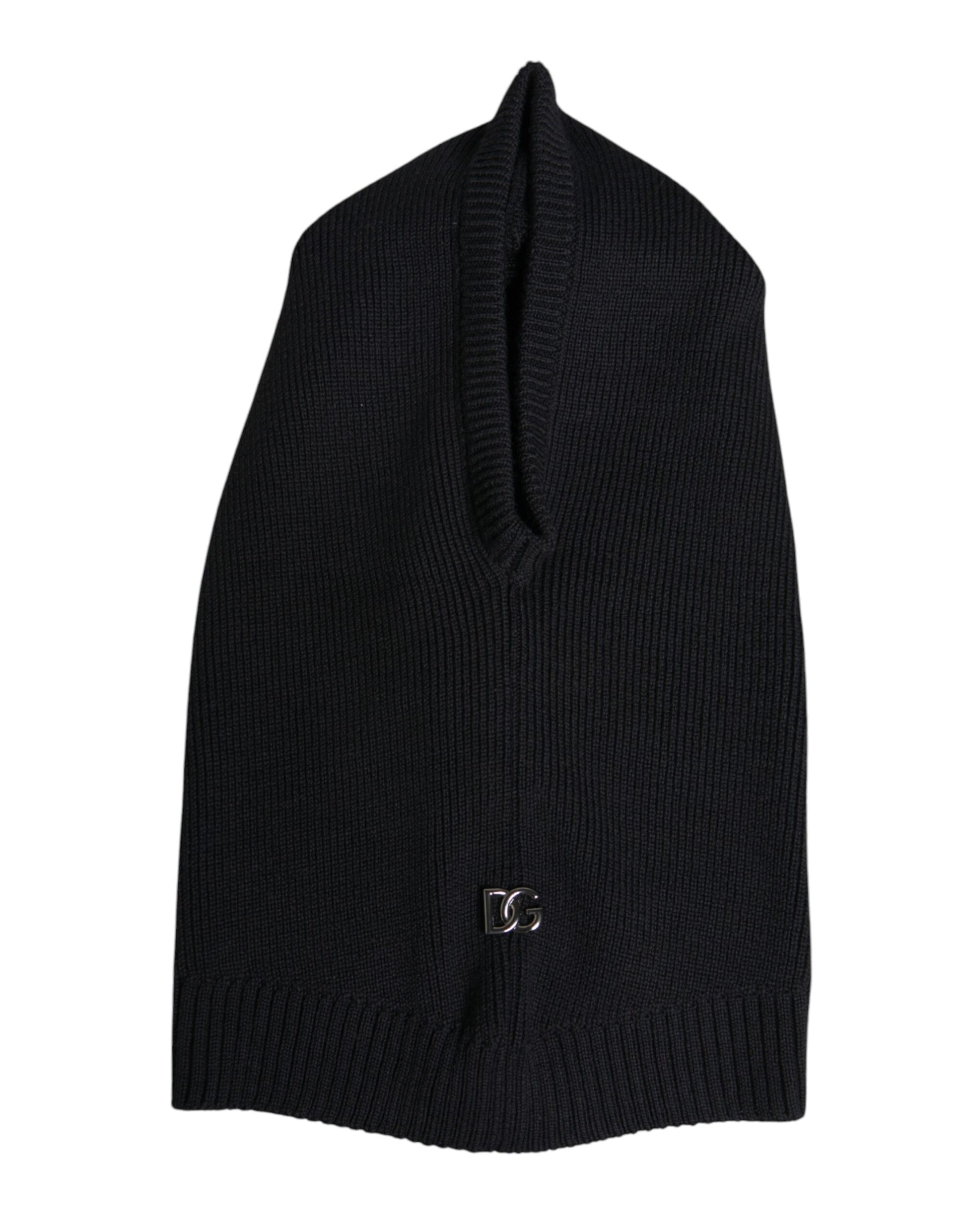 Dolce & Gabbana Black Wool Whole Head Wrap Balaclava Hat Dolce & Gabbana