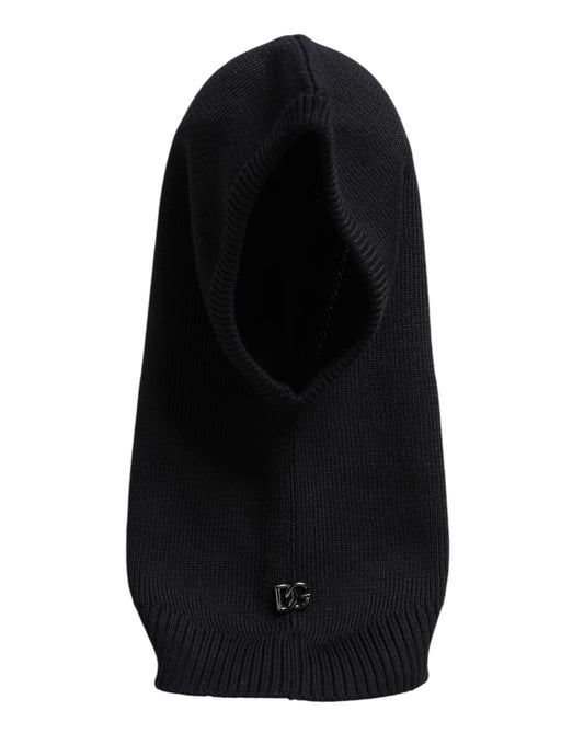 Dolce & Gabbana Black Wool Whole Head Wrap Balaclava Hat Dolce & Gabbana