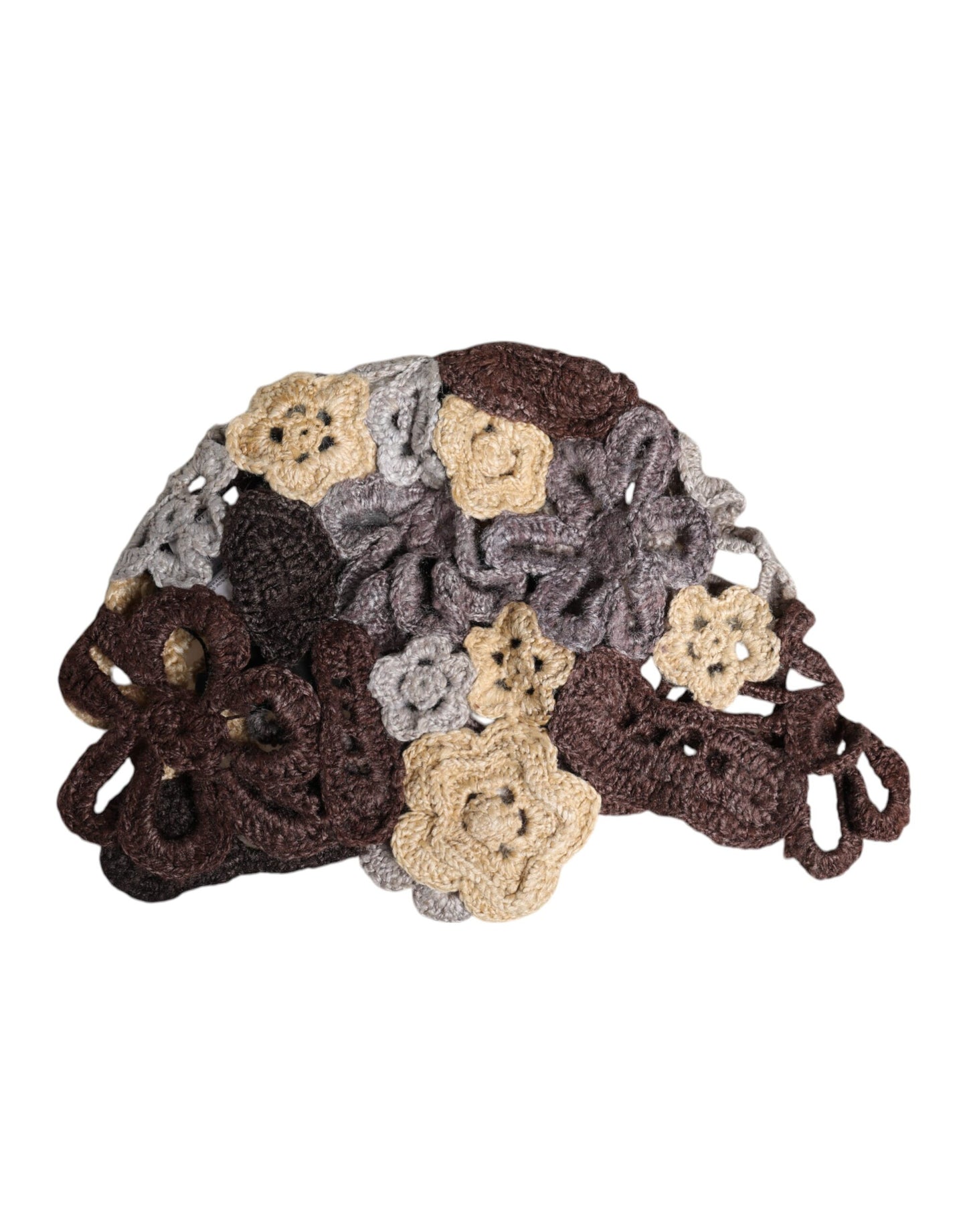 Dolce & Gabbana Multicolor Floral Silk Crochet Beanie Hat Dolce & Gabbana