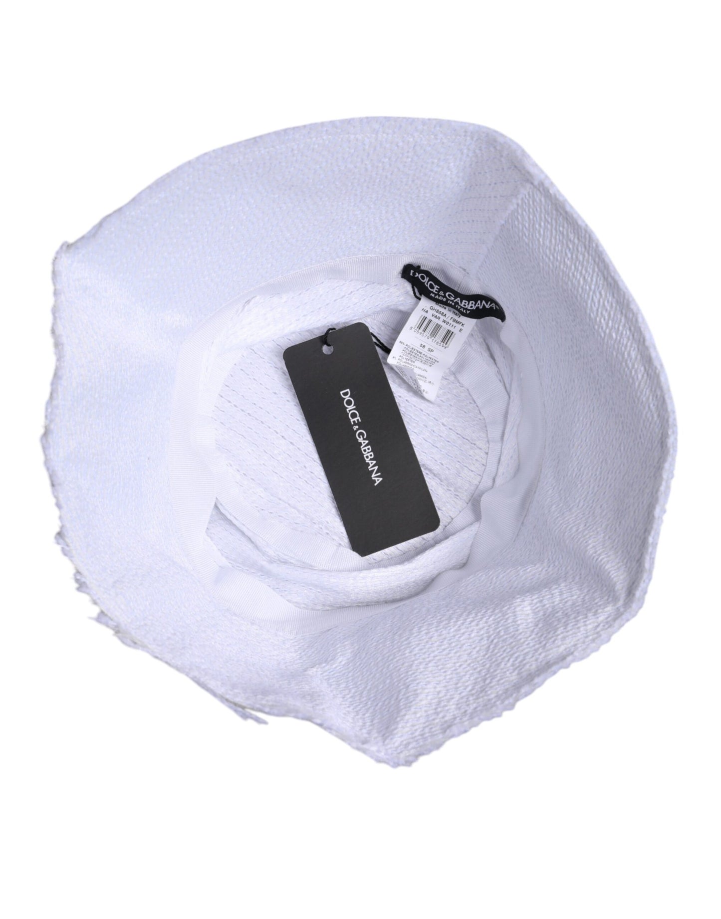 Dolce & Gabbana White Polyester Wide Brim Bucket Hat Dolce & Gabbana
