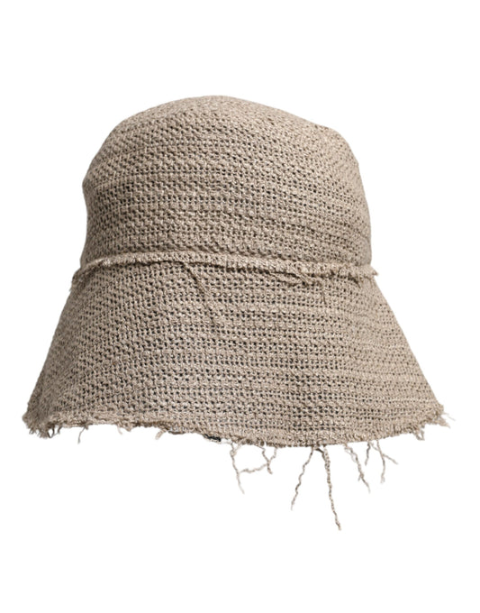 Dolce & Gabbana Beige Linen Wide Brim Bucket Hat Dolce & Gabbana