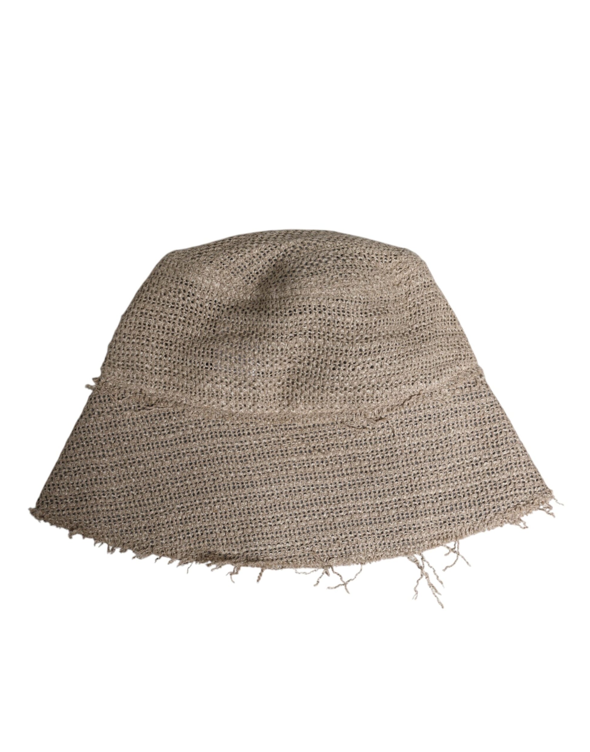Dolce & Gabbana Beige Linen Wide Brim Bucket Hat Dolce & Gabbana
