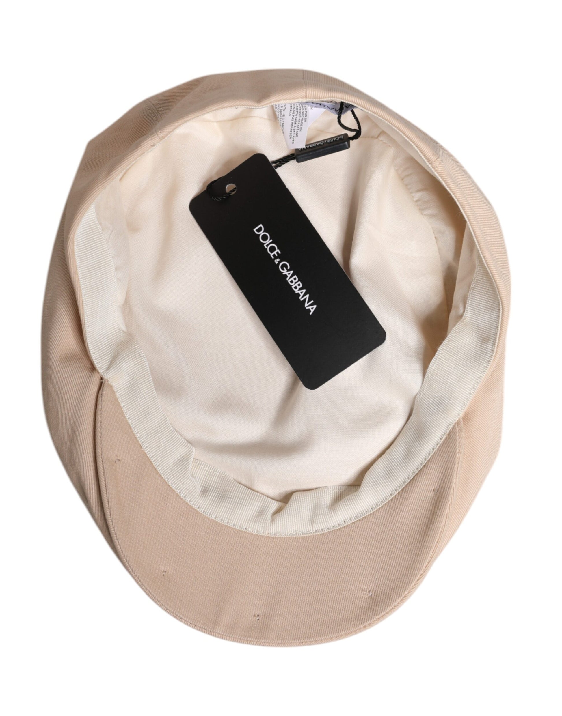 Dolce & Gabbana Beige Cotton Newsboy Capello Cabbie Hat Dolce & Gabbana