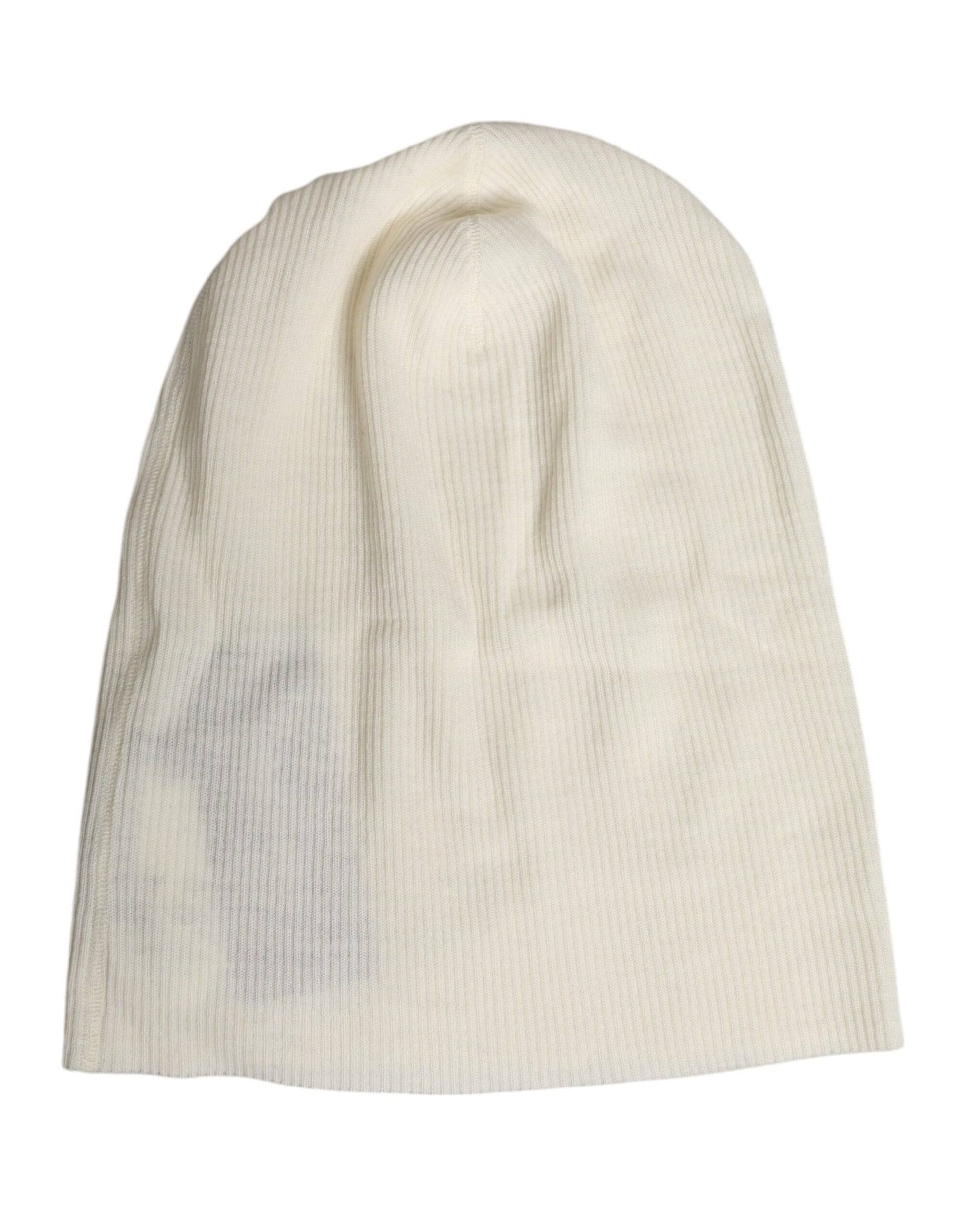 Dolce & Gabbana Beige Wool Blend Knitted Beanie Cap Dolce & Gabbana