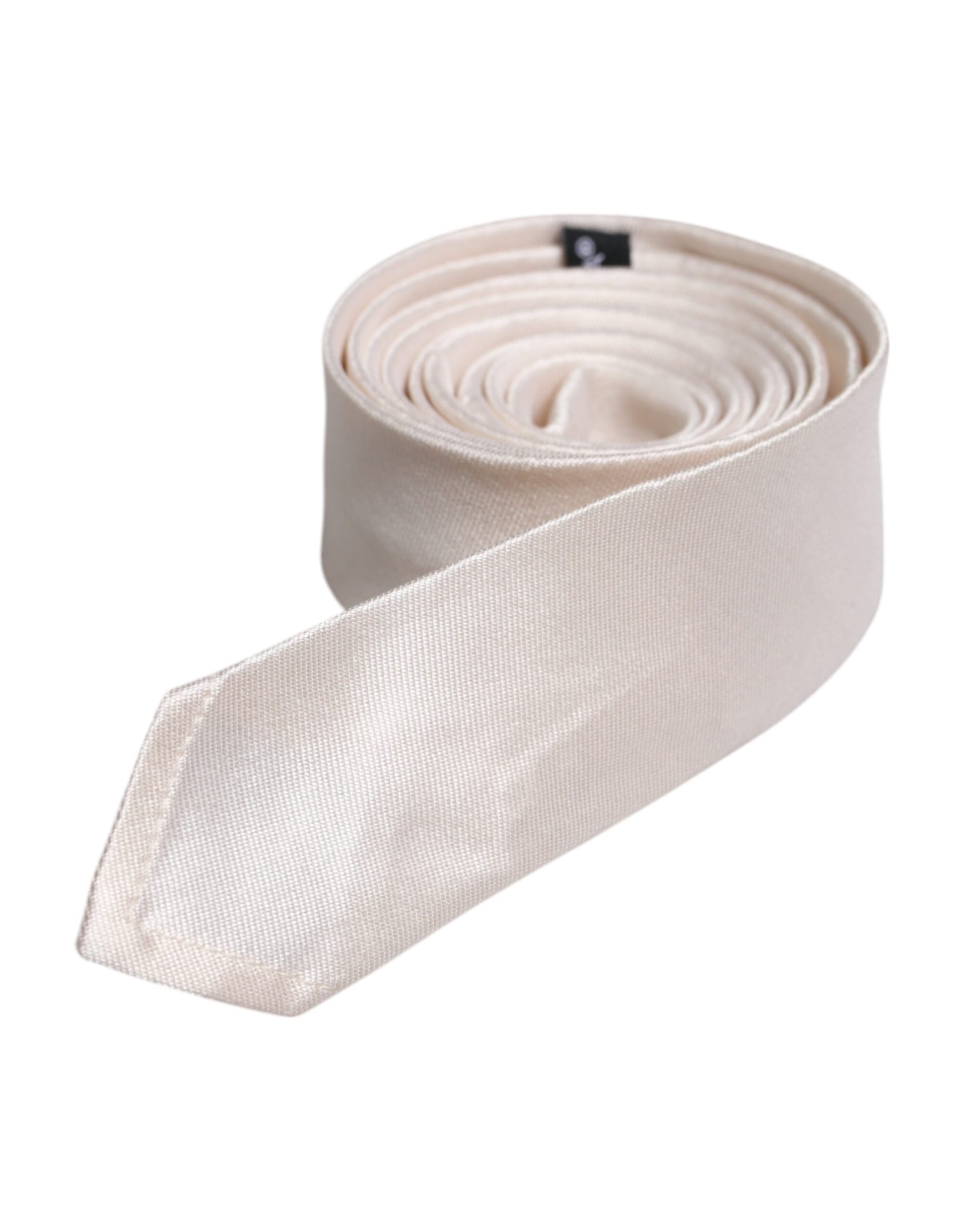 Dolce & Gabbana White Solid Silk Adjustable Necktie Tie Dolce & Gabbana