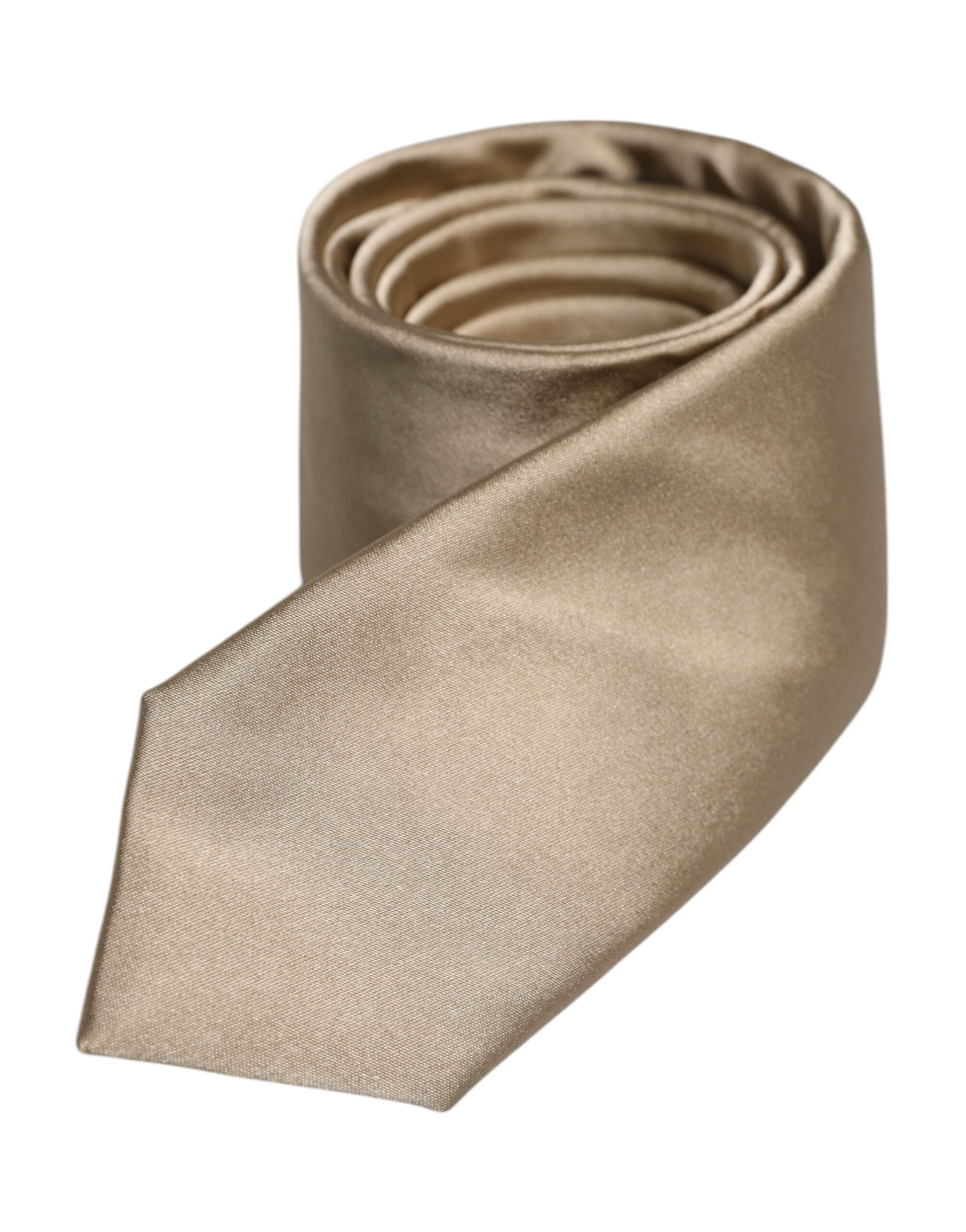 Dolce & Gabbana Beige Solid Silk Adjustable Necktie Tie Dolce & Gabbana