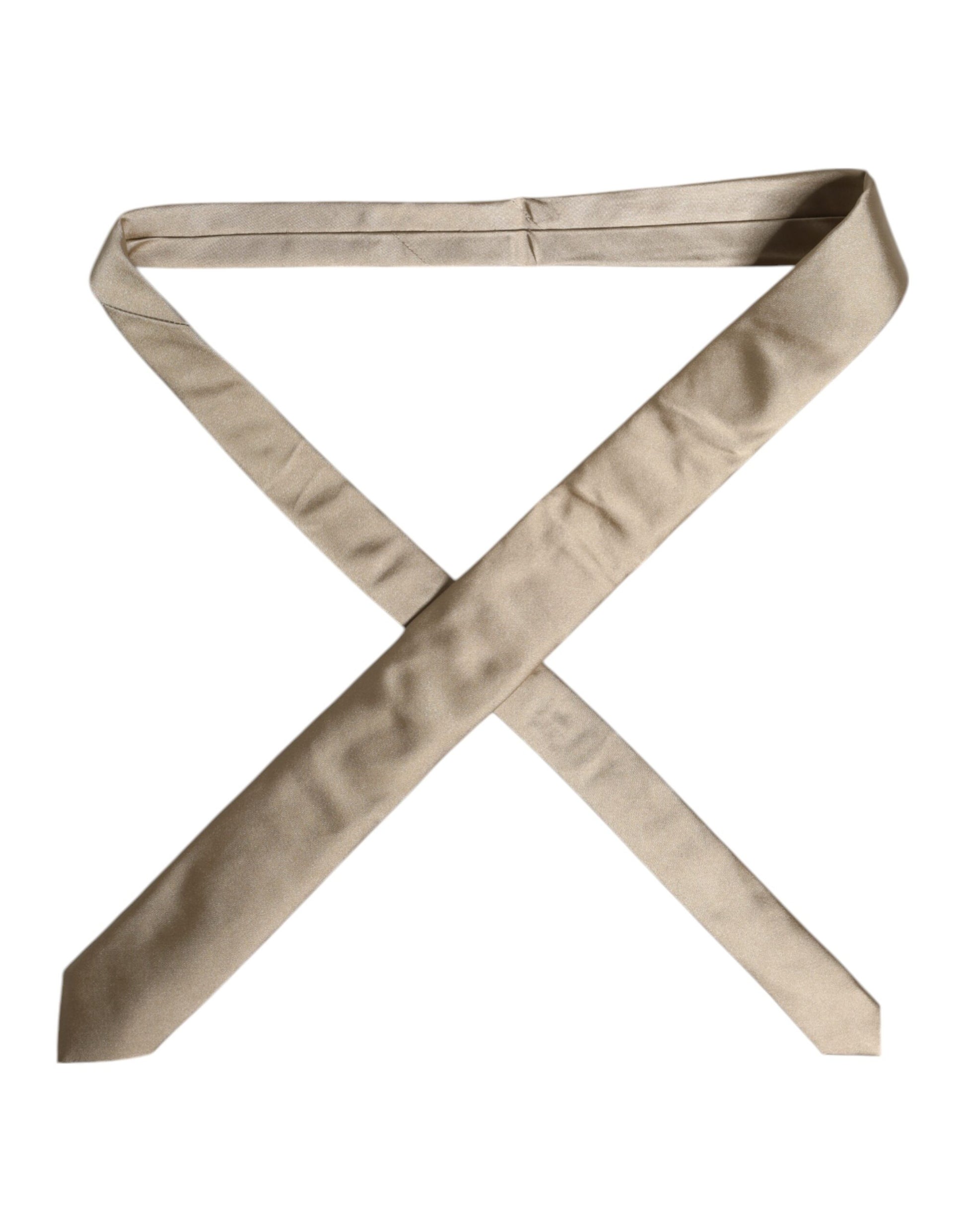 Dolce & Gabbana Beige Solid Silk Adjustable Necktie Tie Dolce & Gabbana