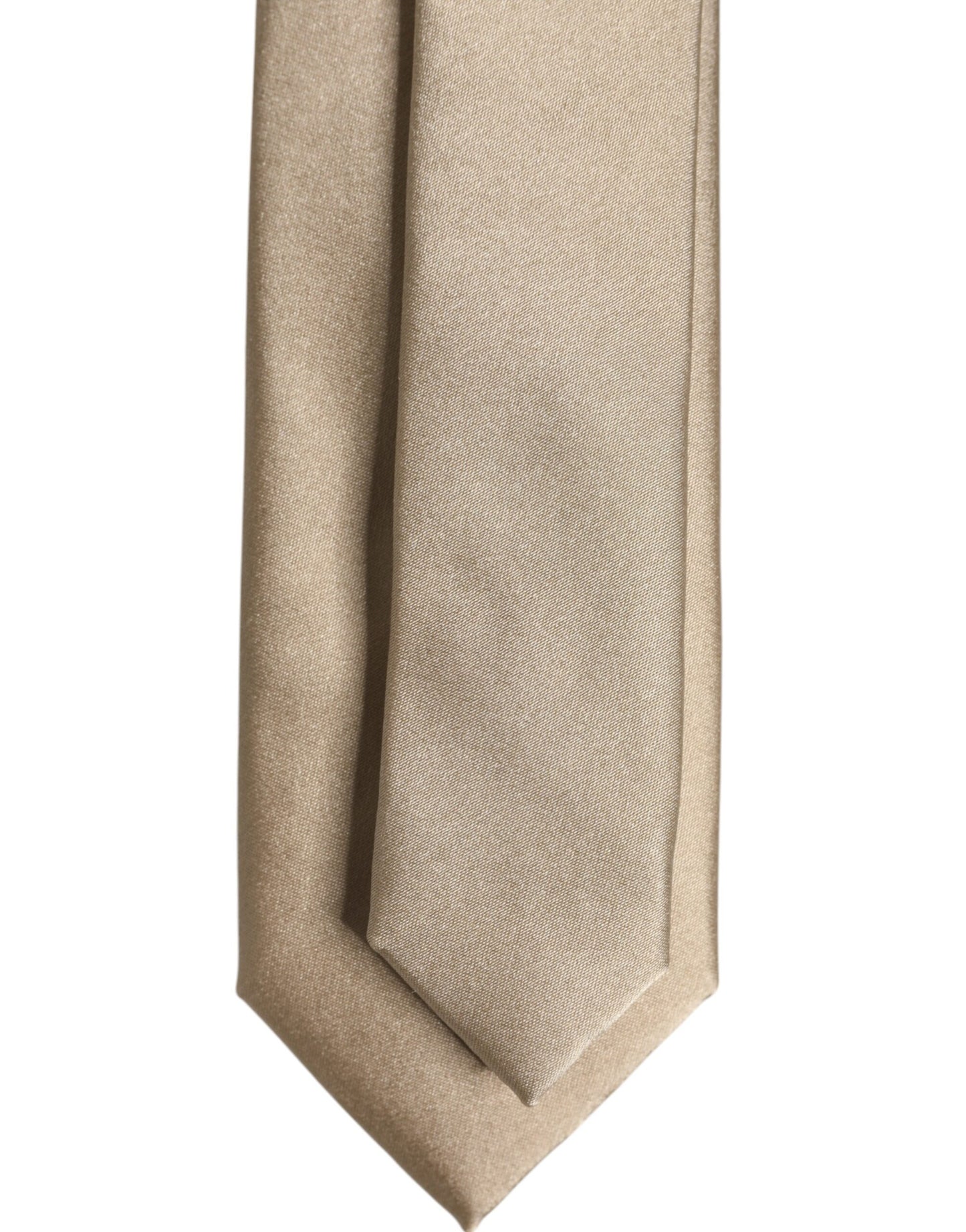 Dolce & Gabbana Beige Solid Silk Adjustable Necktie Tie Dolce & Gabbana