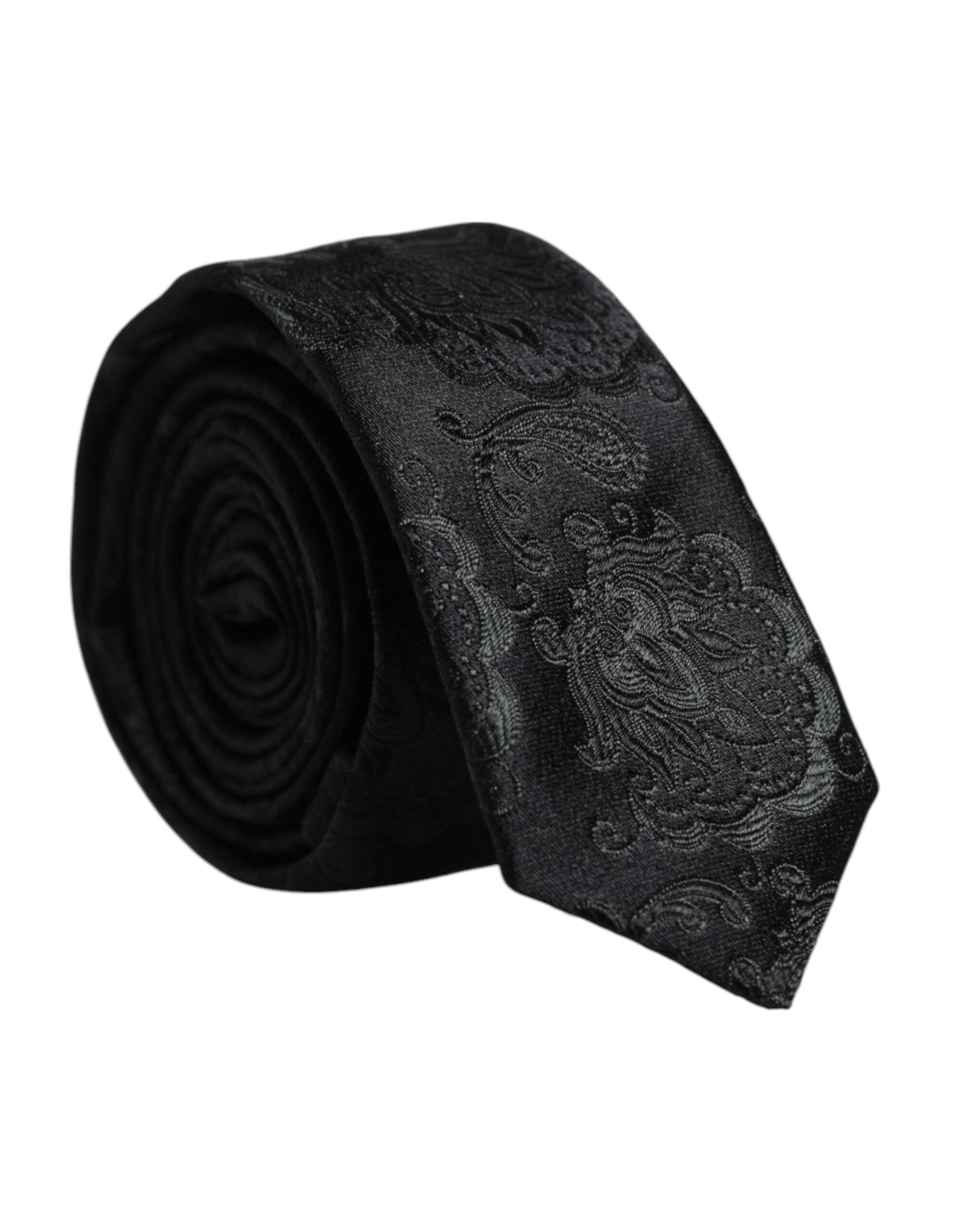 Dolce & Gabbana Dark Green Floral Silk Adjustable Necktie Tie Dolce & Gabbana