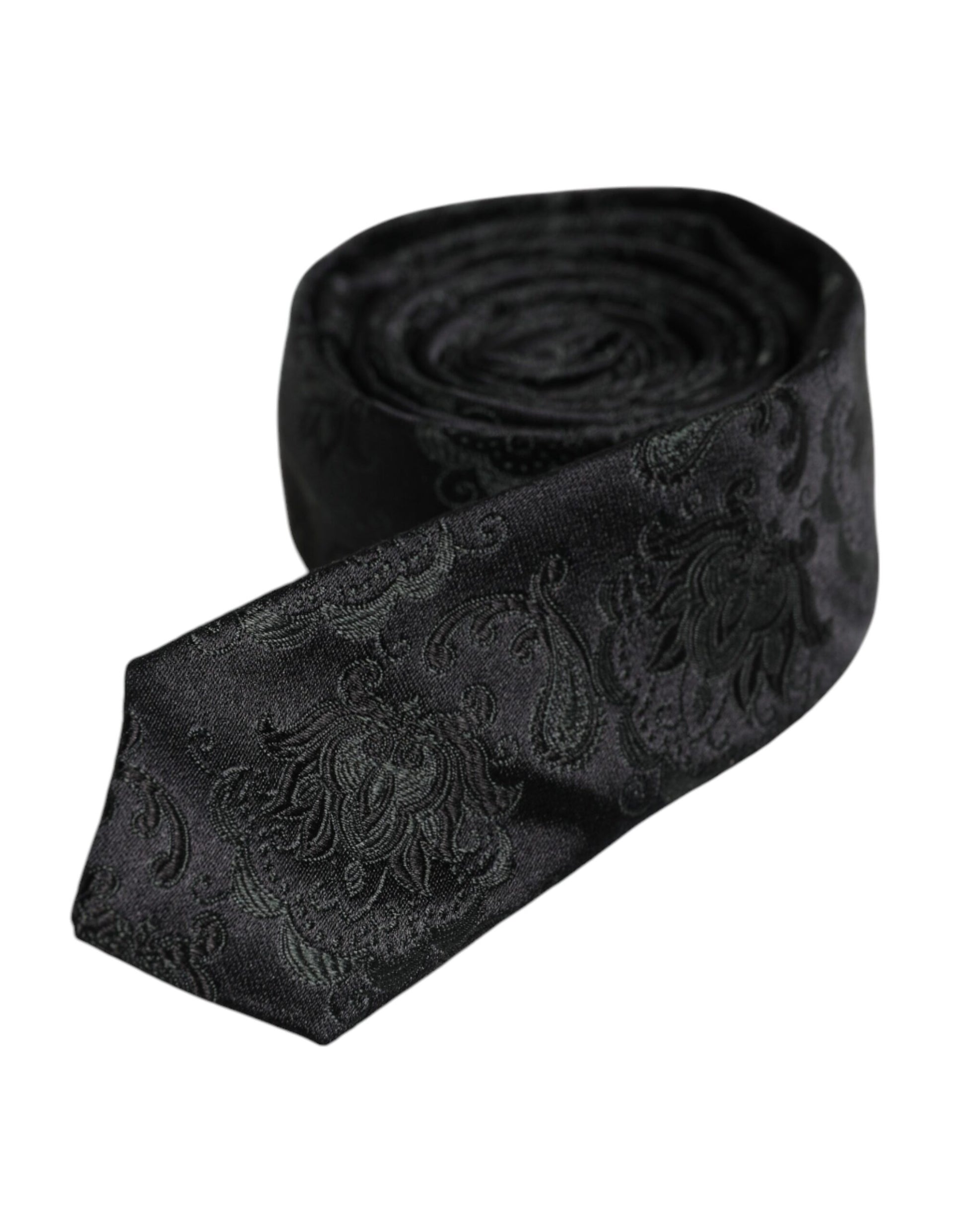 Dolce & Gabbana Dark Green Floral Silk Adjustable Necktie Tie Dolce & Gabbana