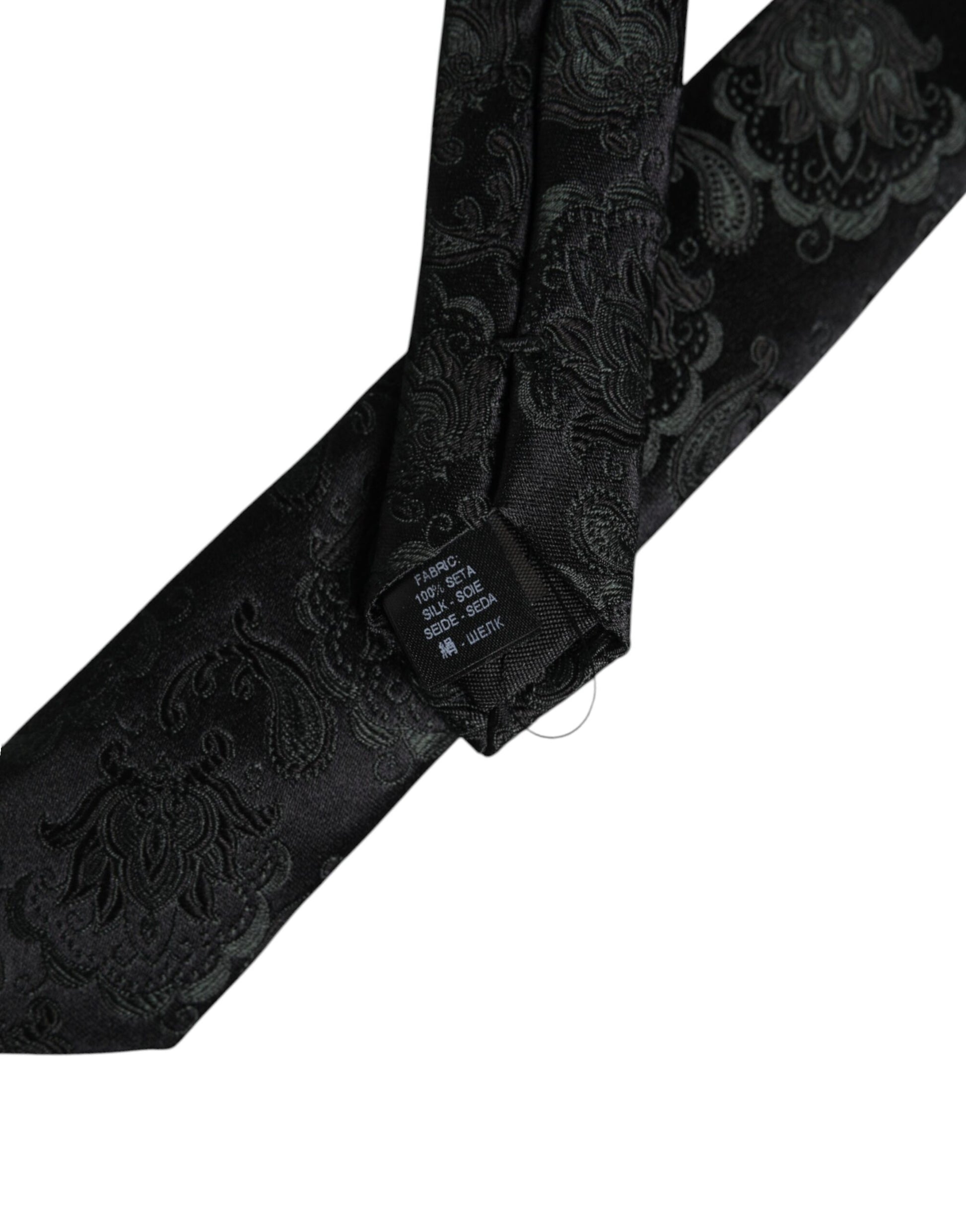 Dolce & Gabbana Dark Green Floral Silk Adjustable Necktie Tie Dolce & Gabbana