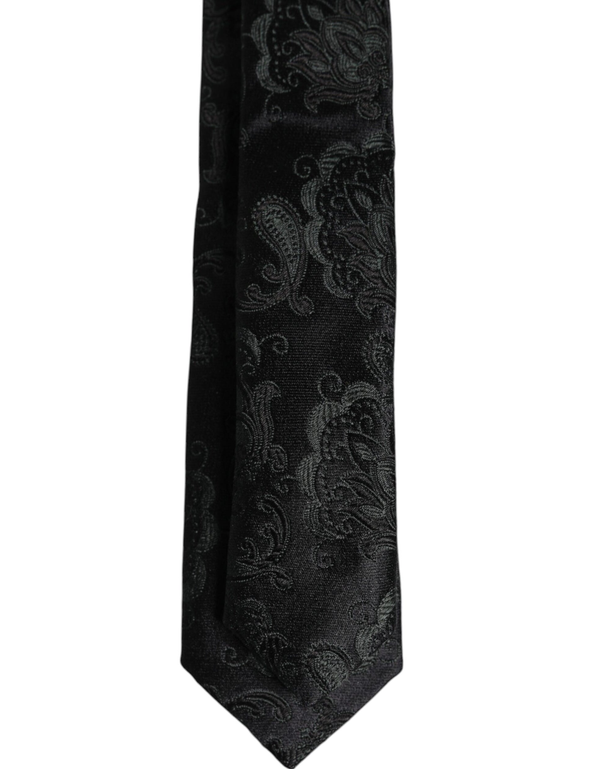Dolce & Gabbana Dark Green Floral Silk Adjustable Necktie Tie Dolce & Gabbana