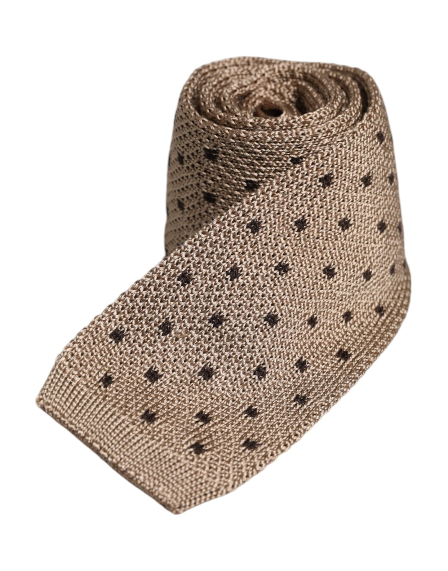 Dolce & Gabbana Beige Polka Dot Silk Adjustable Necktie Tie Dolce & Gabbana