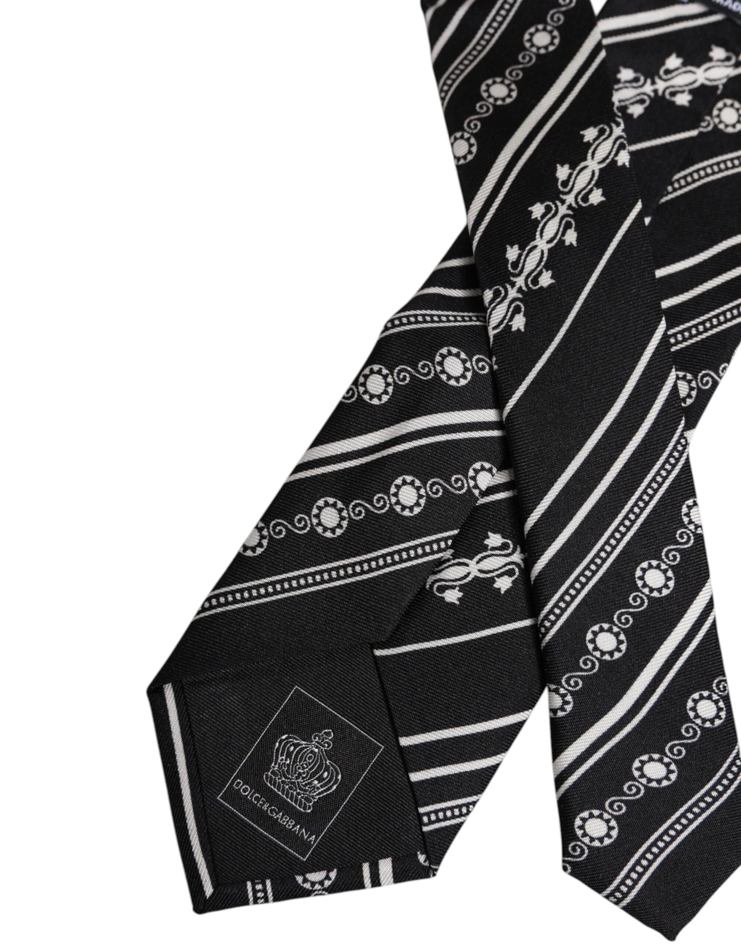 Dolce & Gabbana Black White Stripes Silk Adjustable Necktie Tie Dolce & Gabbana