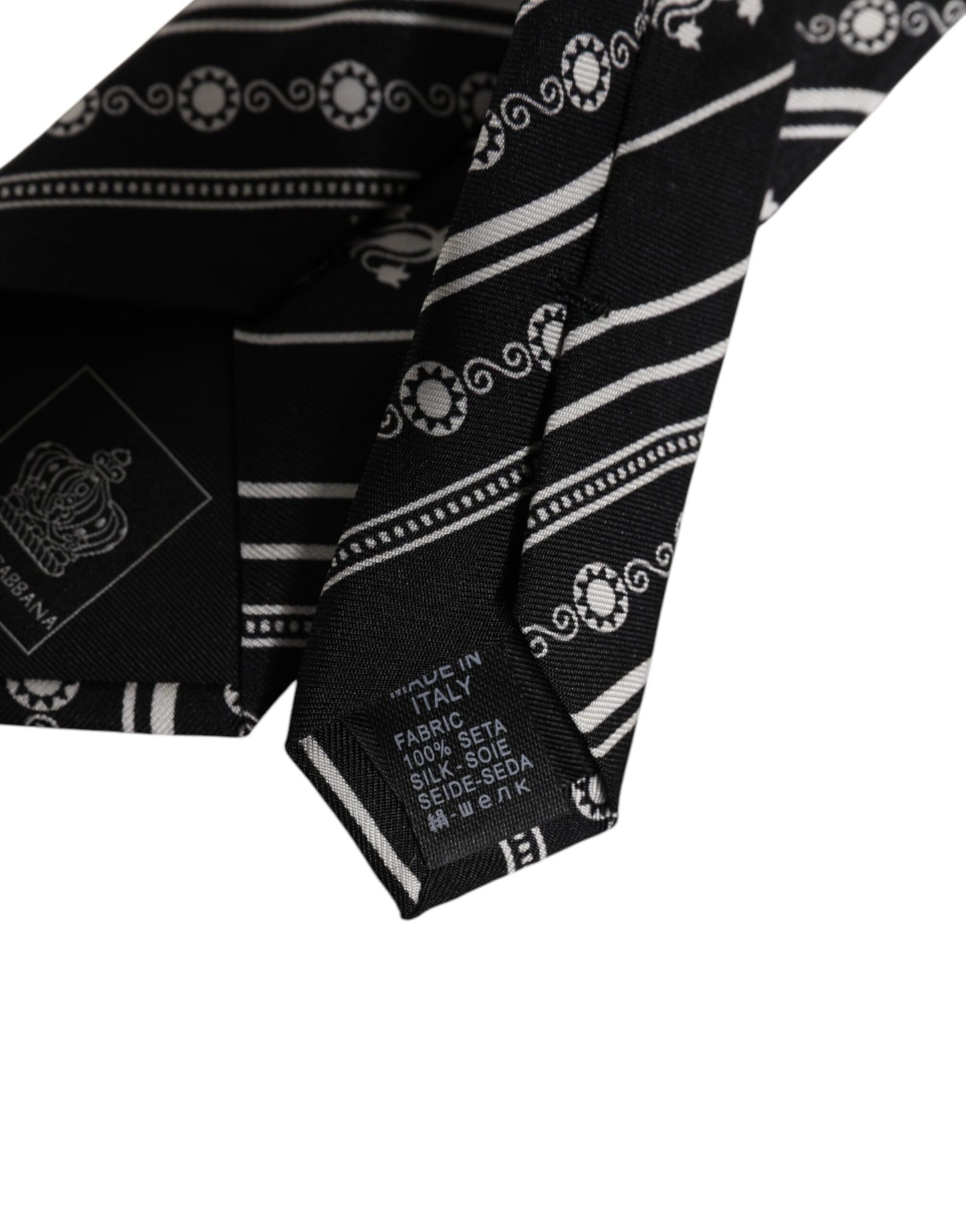 Dolce & Gabbana Black White Stripes Silk Adjustable Necktie Tie Dolce & Gabbana