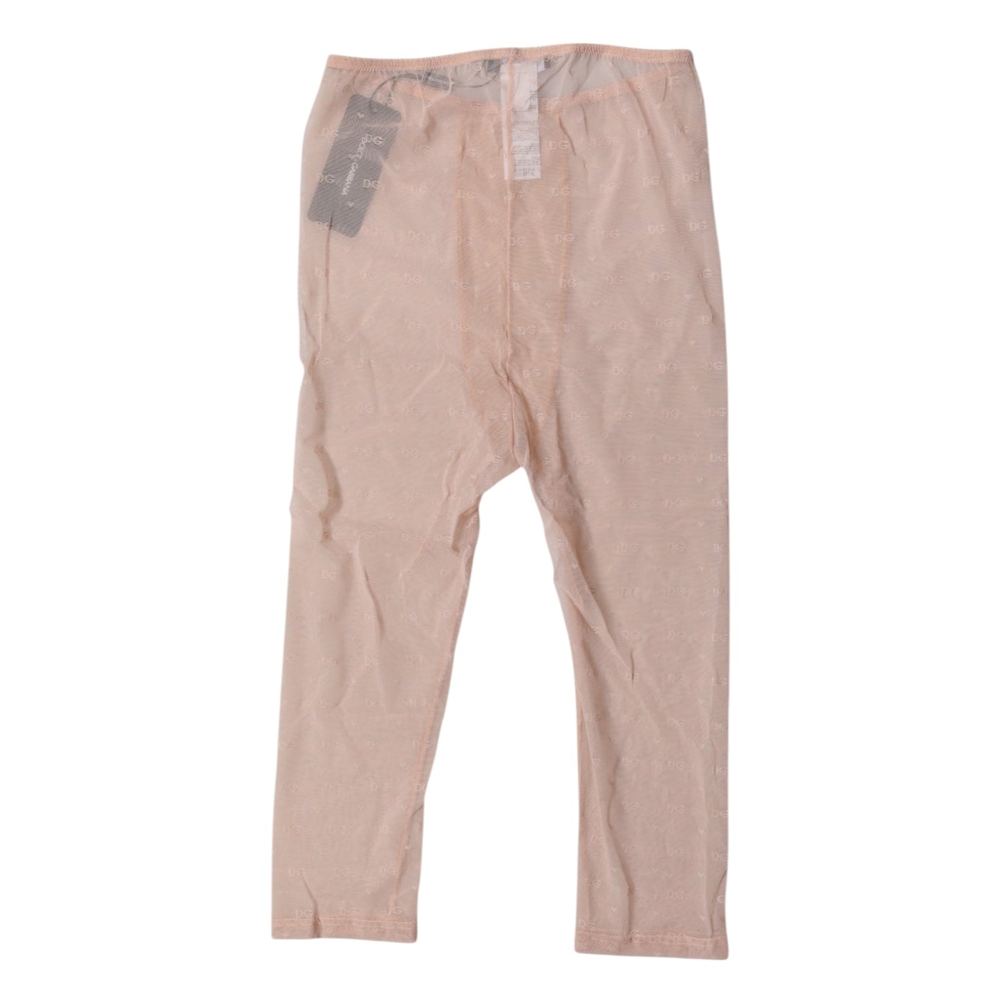 Dolce & Gabbana Beige Logo Lace Lingerie Cropped Tights Underwear Dolce & Gabbana