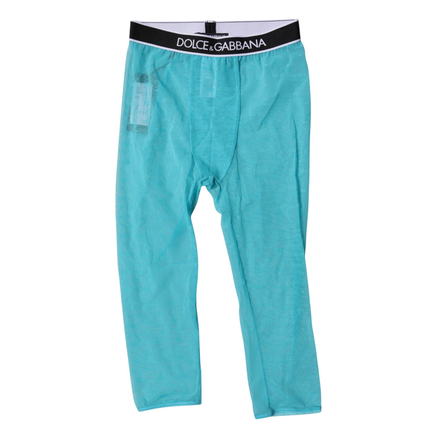 Dolce & Gabbana Light Blue DG Logo Nylon Cropped Tights Underwear Dolce & Gabbana