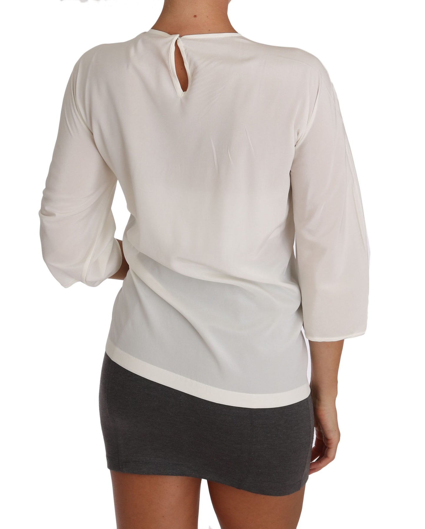 Dolce & Gabbana White Silk #dgfamily Blouse T-shirt Dolce & Gabbana